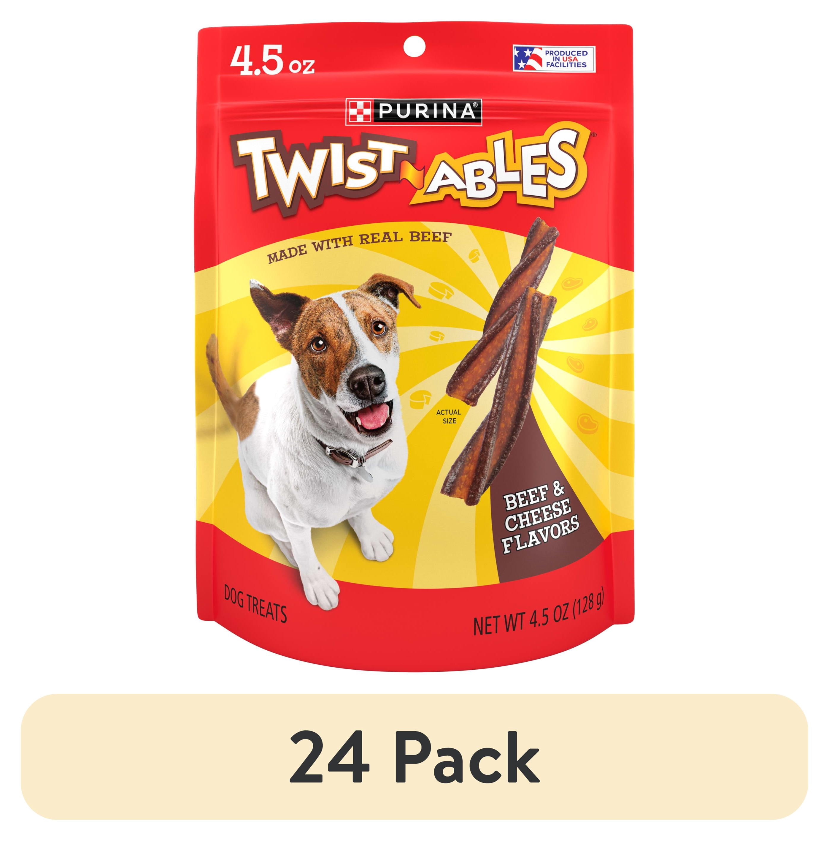 (24 pack) Purina Twist-Ables Dog Treats with Real Beef & Cheese Flavors Chews, 4.5 oz Pouch