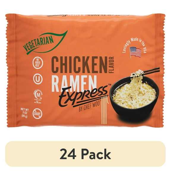 (24 pack) Ramen Express Chicken Flavor Ramen Noodles, Vegan, Halal, Kosher, 3 oz Pouch