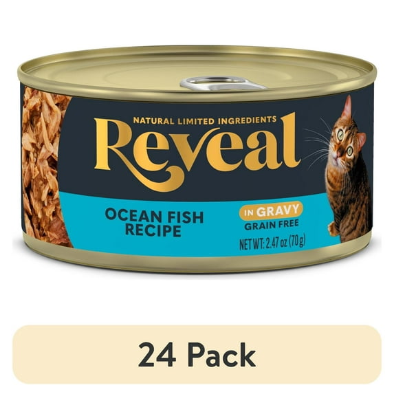 (24 pack) Reveal Pet Food Natural Wet Cat Food Ocean Fish in Gravy 2.47 oz Can