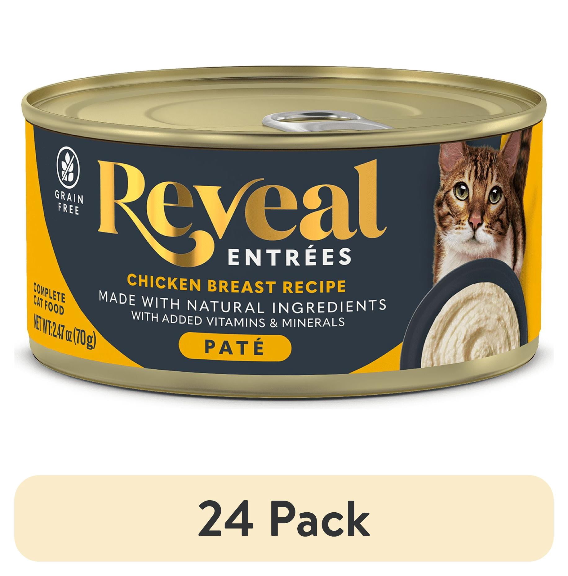 (24 pack) Reveal Pet Food Entrees Natural Wet Cat Food Chicken Pate in Broth 2.47 oz Can