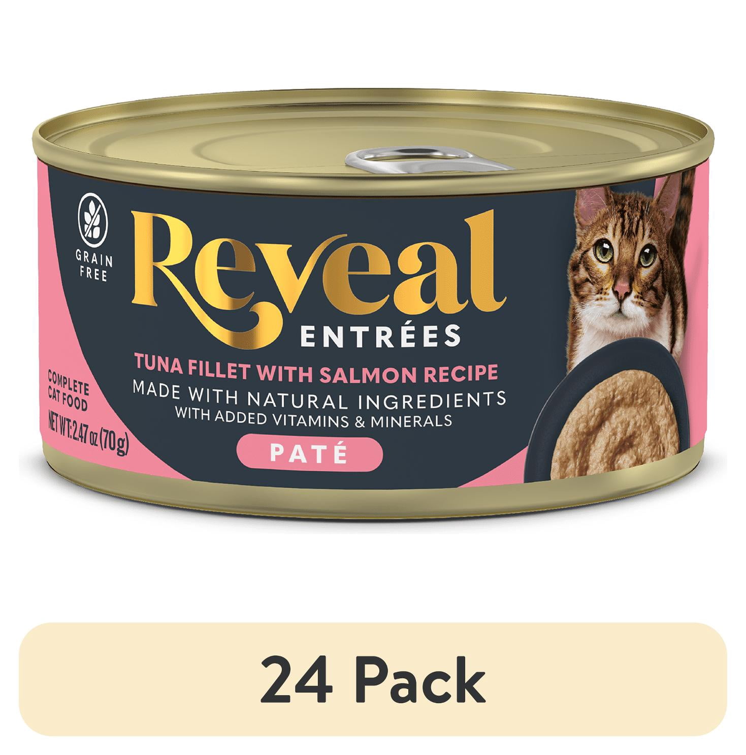 (24 pack) Reveal Pet Food Entrees Natural Wet Cat Food Tuna with Salmon Pate in Broth 2.47 oz Can