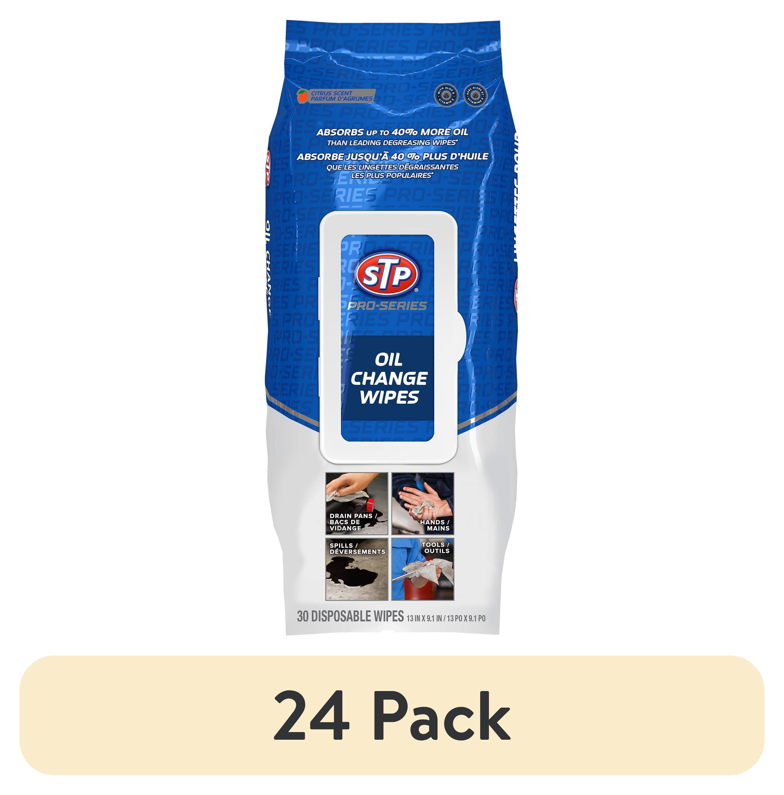 (24 pack) STP Pro-Series Oil Change Wipes, 30 Ct - Oil Spill Cleanup, Engine Care & Garage Cleaning Cloths