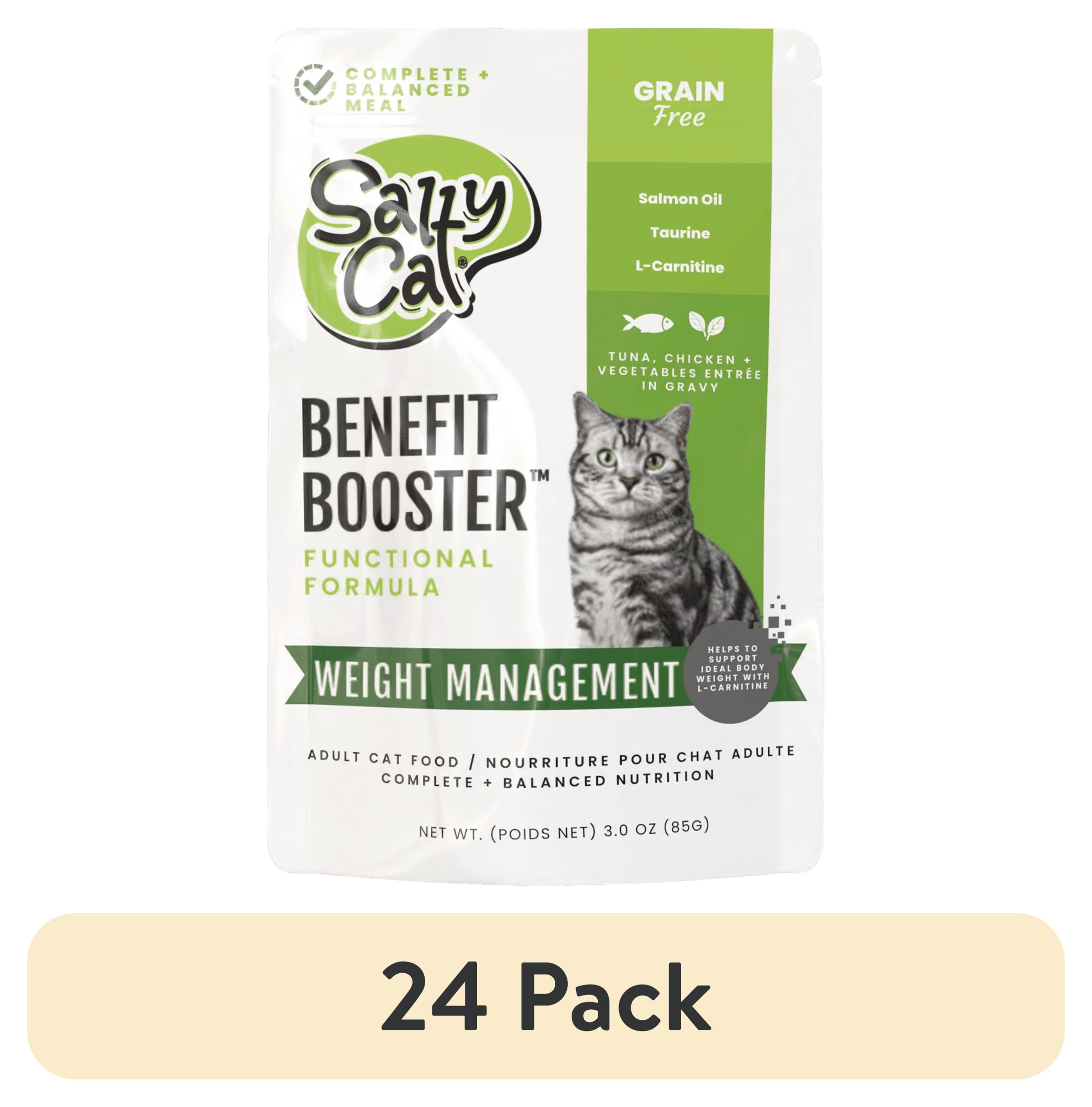 (24 pack) Salty Cat Benefit Booster Weight Management Tuna & Chicken Flavor  in Gravy Wet Cat Food, 3 oz Pouch