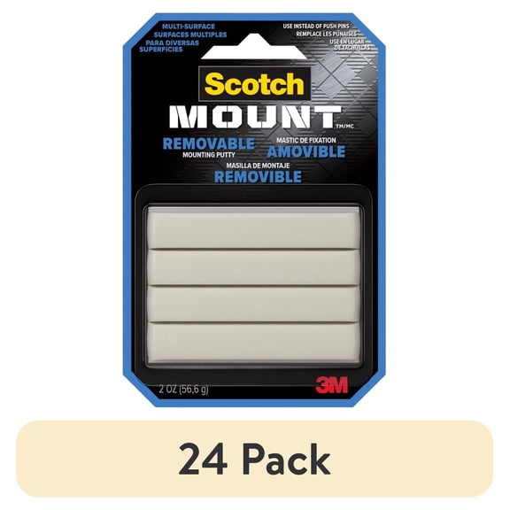 (24 pack) Scotch Mounting Putty, Removable, Holds 1 lb, Poster, Photo, Artwork 2 oz