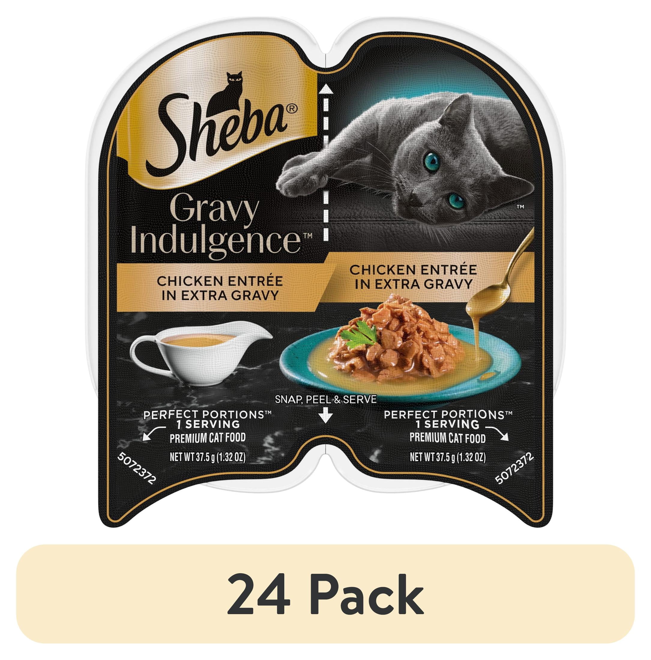 (24 pack) Sheba Gravy Indulgence Chicken Entree in Extra Gravy Cat Food, 2.6 oz Twin-Pack Tray