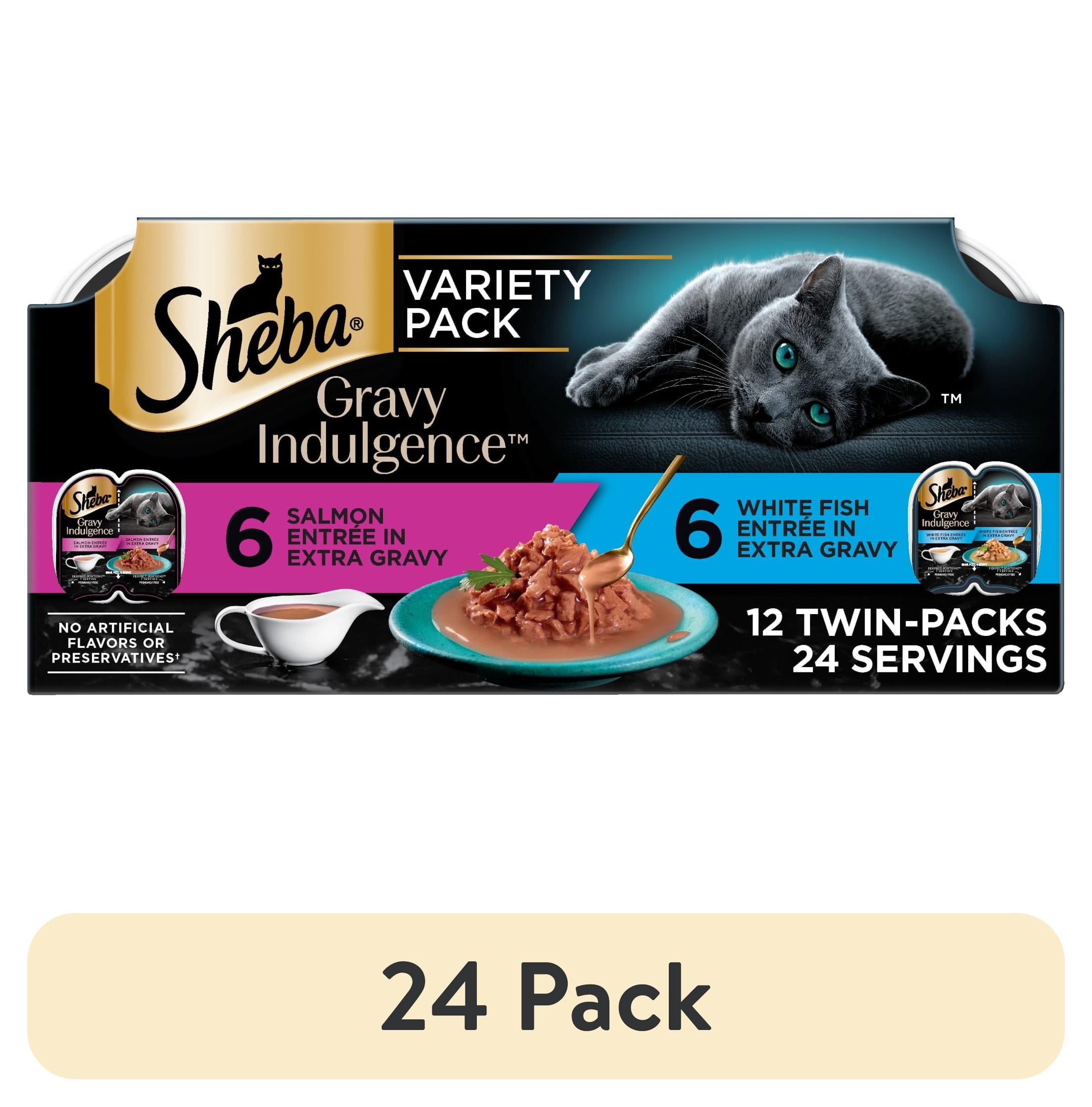 (24 pack) Sheba Gravy Indulgence Entree Extra Gravy Variety Pack Cat Food Twin-Pack Trays