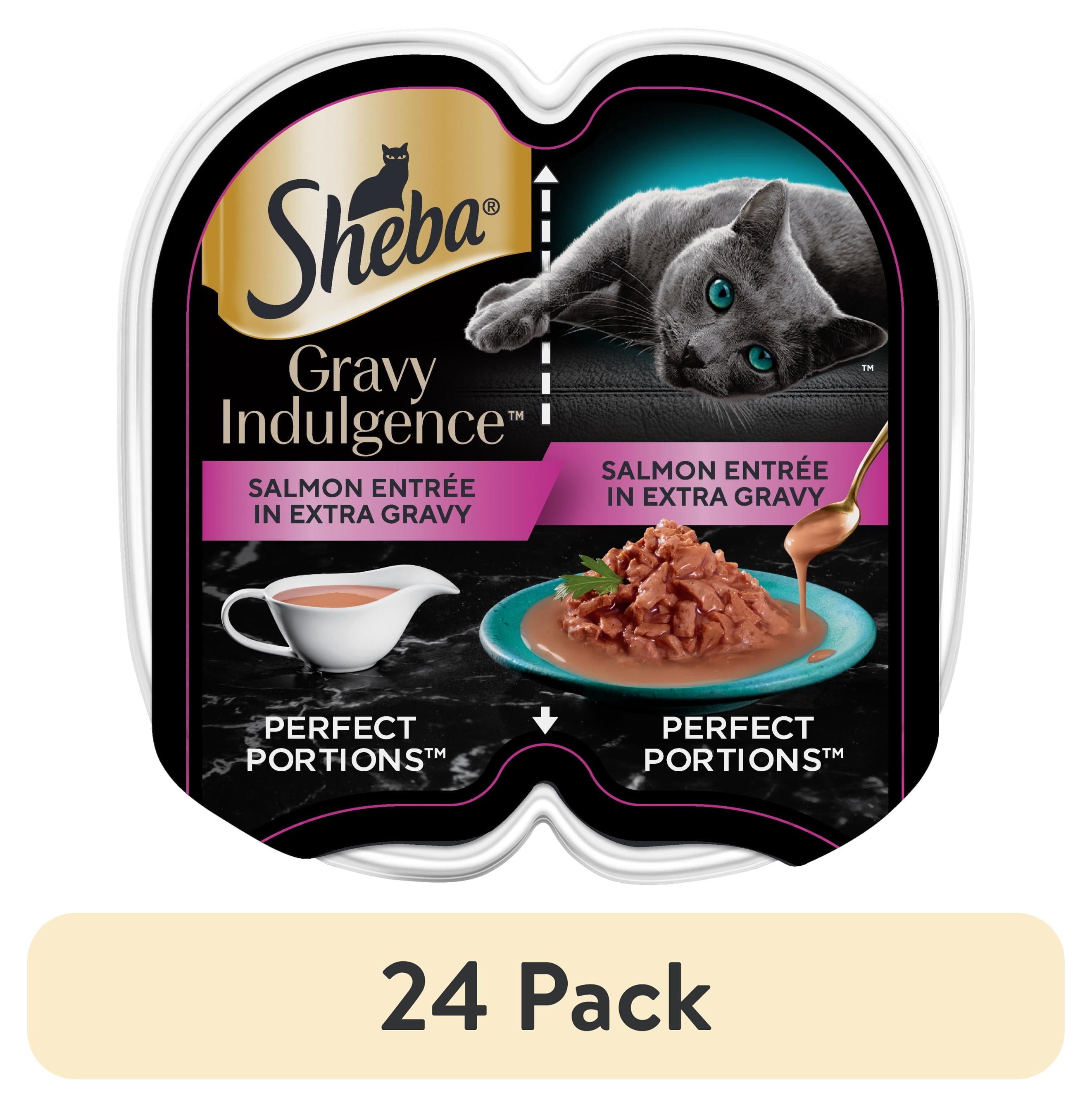 (24 pack) Sheba Gravy Indulgence Salmon Entree In Extra Gravy Cat Food, 2.6 Oz Twin-Pack Tray