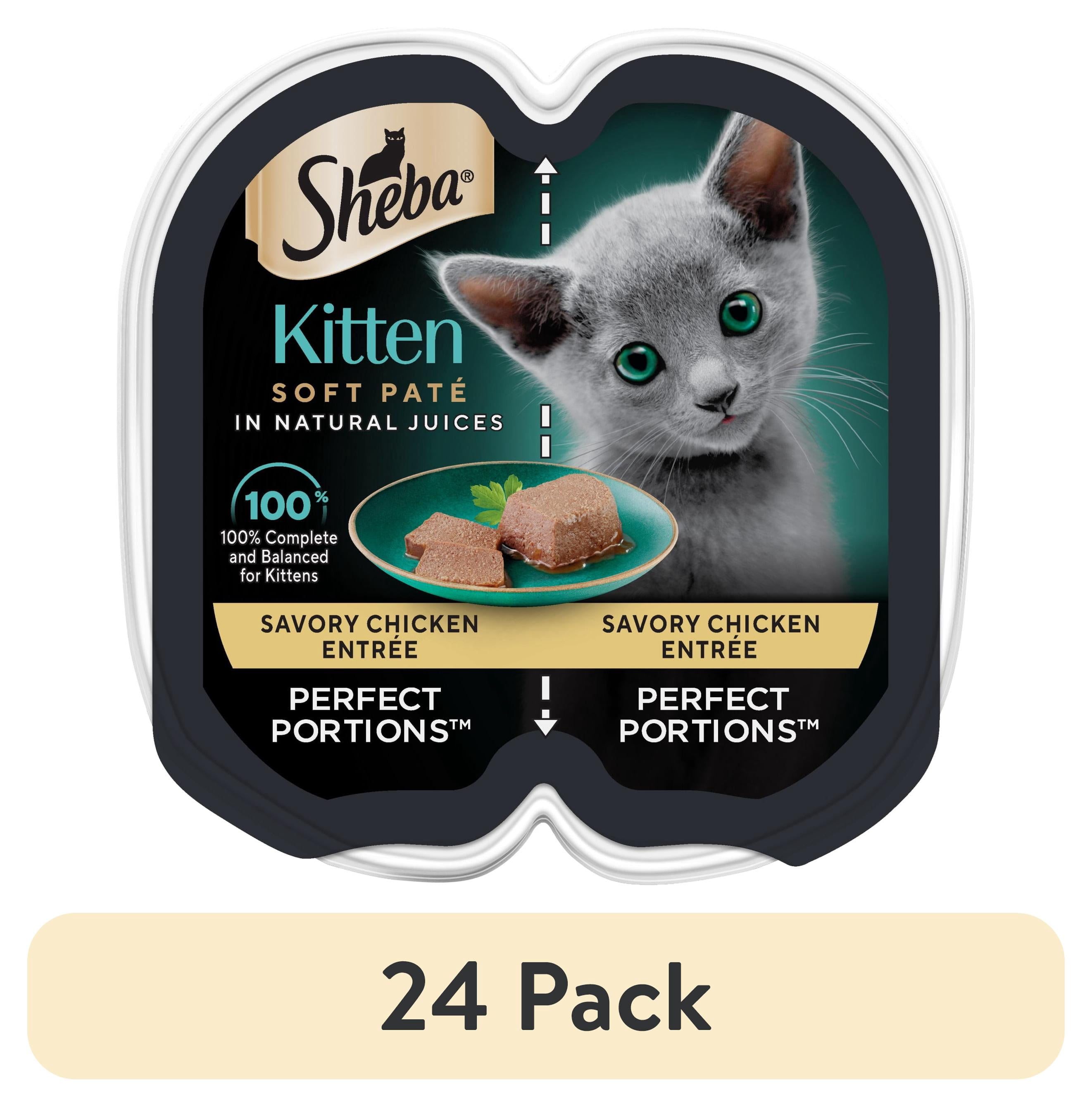 (24 pack) Sheba Perfect Portions Chicken Entree Kitten Wet Cat Food Pate, 2.6 oz Twin Pack Tray