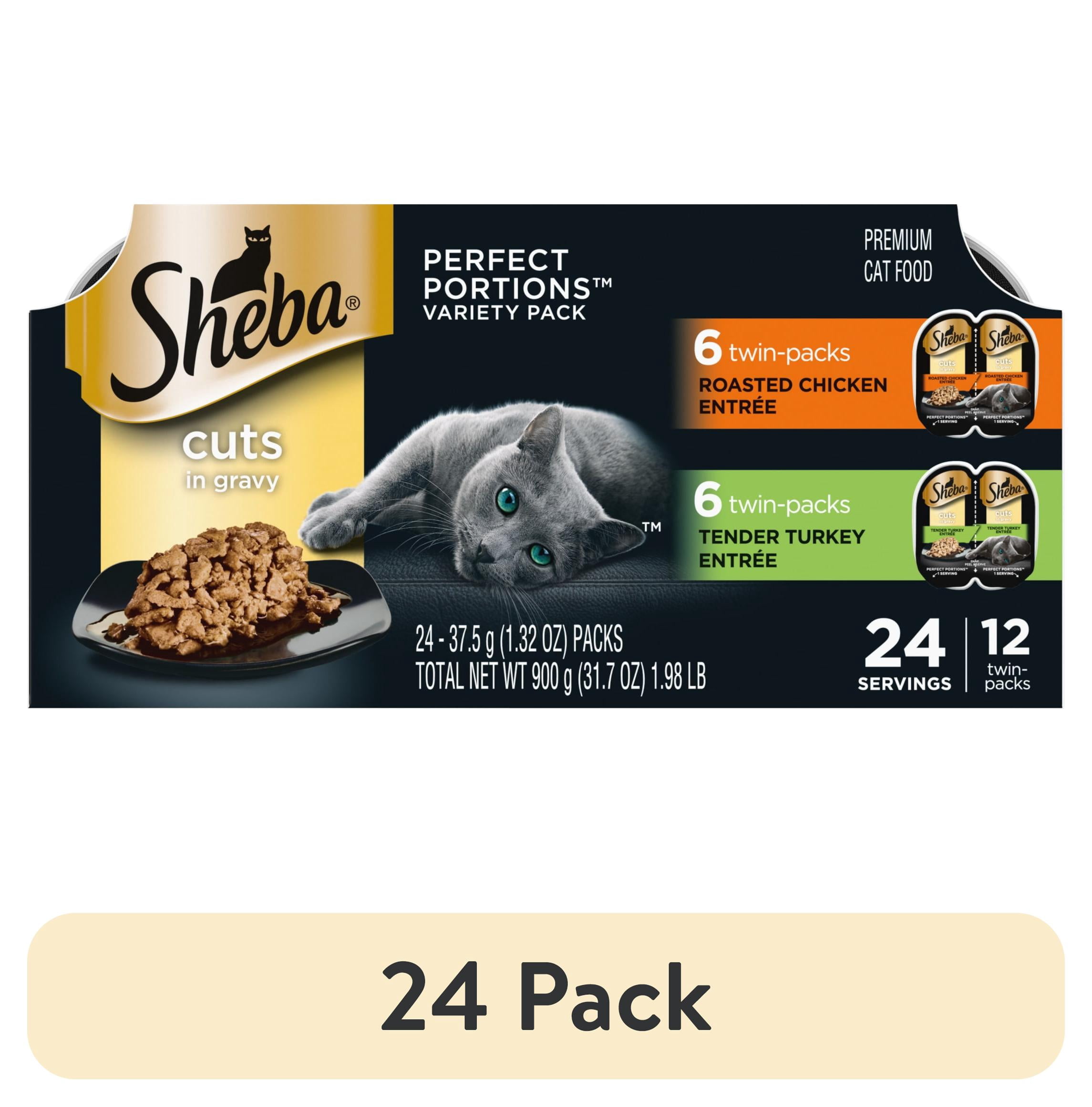 (24 pack) Sheba Perfect Portions Variety Pack Cuts In Gravy Cat Food, 2.6 Oz Twin-Pack Trays (12 Count)