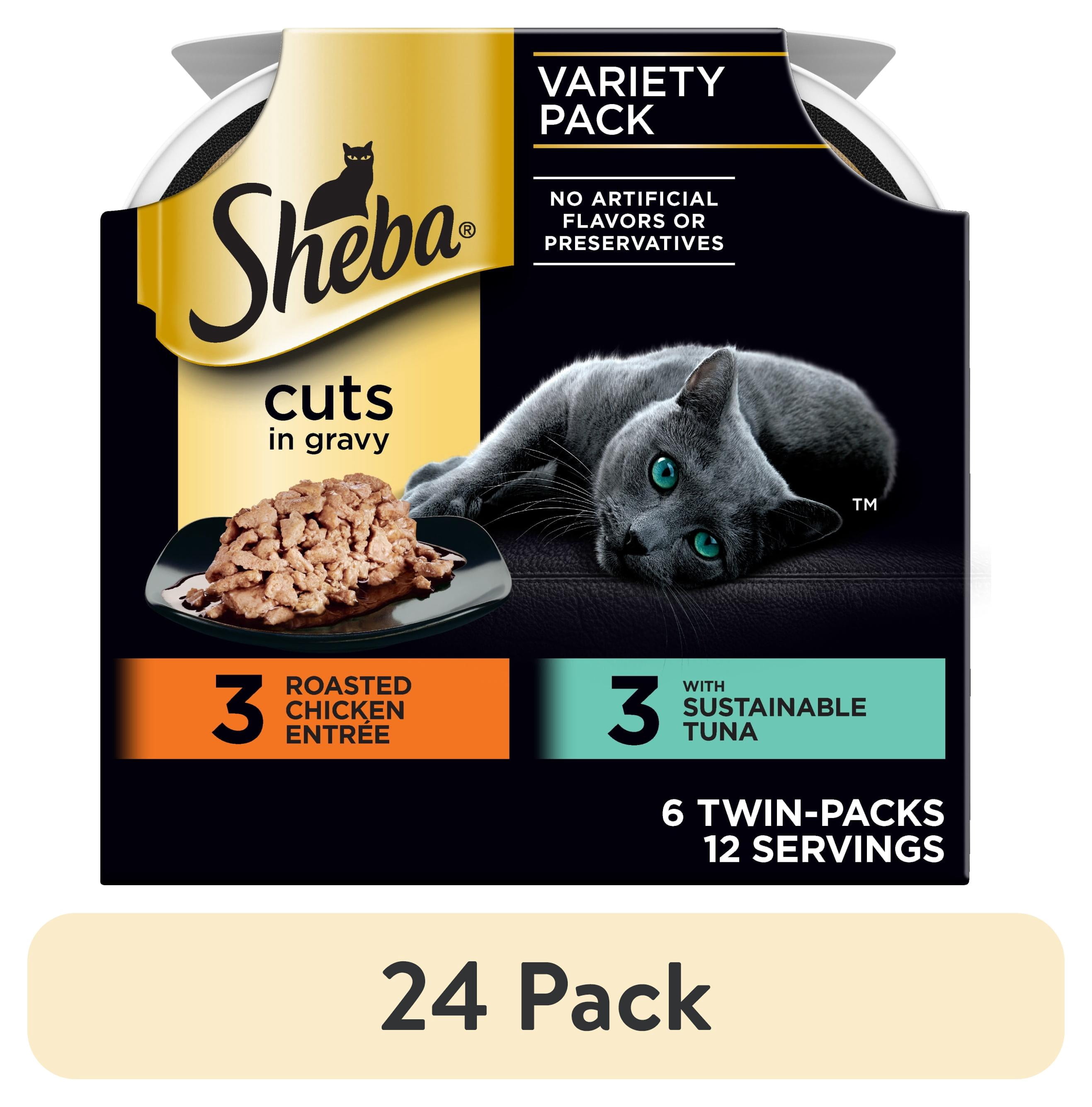 (24 pack) Sheba Perfect Portions Variety Pack Cuts in Gravy Cat Food, 2.6 oz Twin-Pack Trays (6 Count)