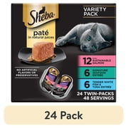 24 pack Sheba Perfect Portions Variety Pack Wet Cat Food Pate, 2.6 Oz Twin-Pack Trays