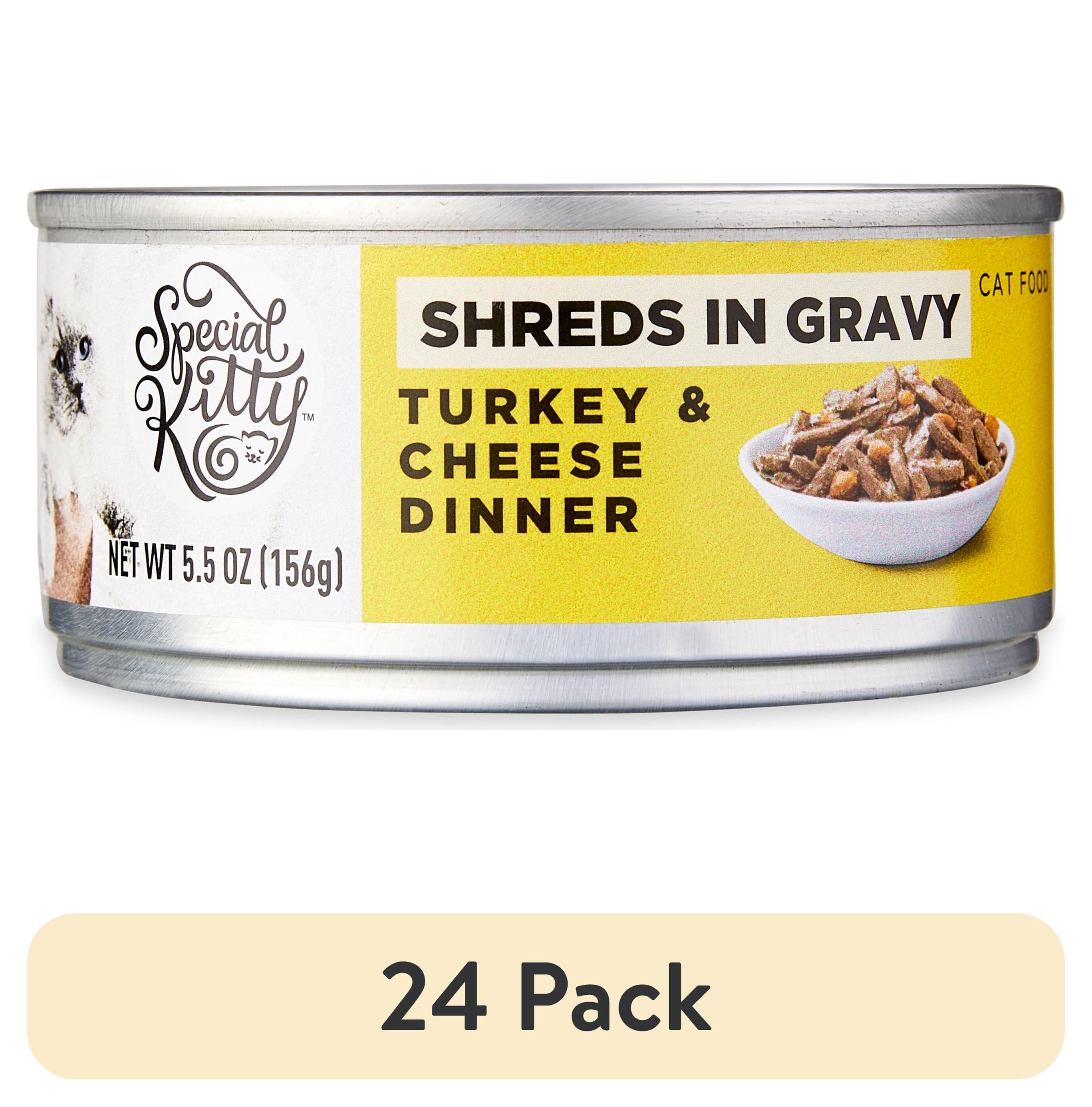 (24 pack) Special Kitty Turkey & Cheese Wet Cat Food in Gravy, 5.5 oz Can