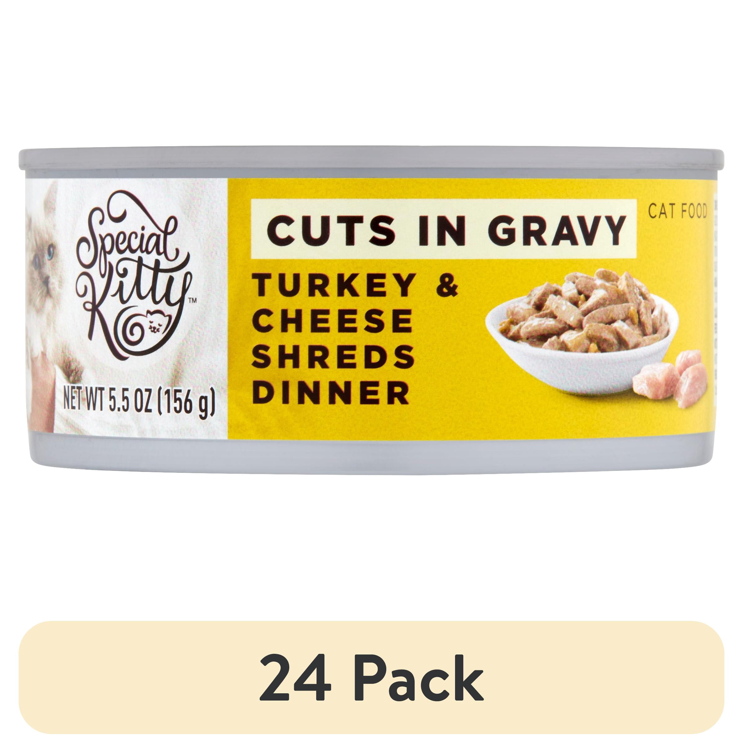 (24 pack) Special Kitty Cuts in Gravy Wet Cat Food, Turkey & Cheese Shreds Dinner, 5.5 oz Can