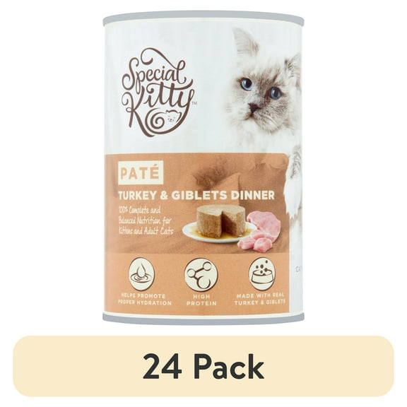 (24 pack) Special Kitty Turkey & Giblets Dinner Pate Wet Cat Food, 22 oz Can