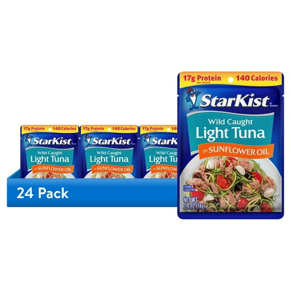 (24 pack) StarKist Chunk Light Tuna in Sunflower Oil, 17g Protein, 2.6 oz Pouch