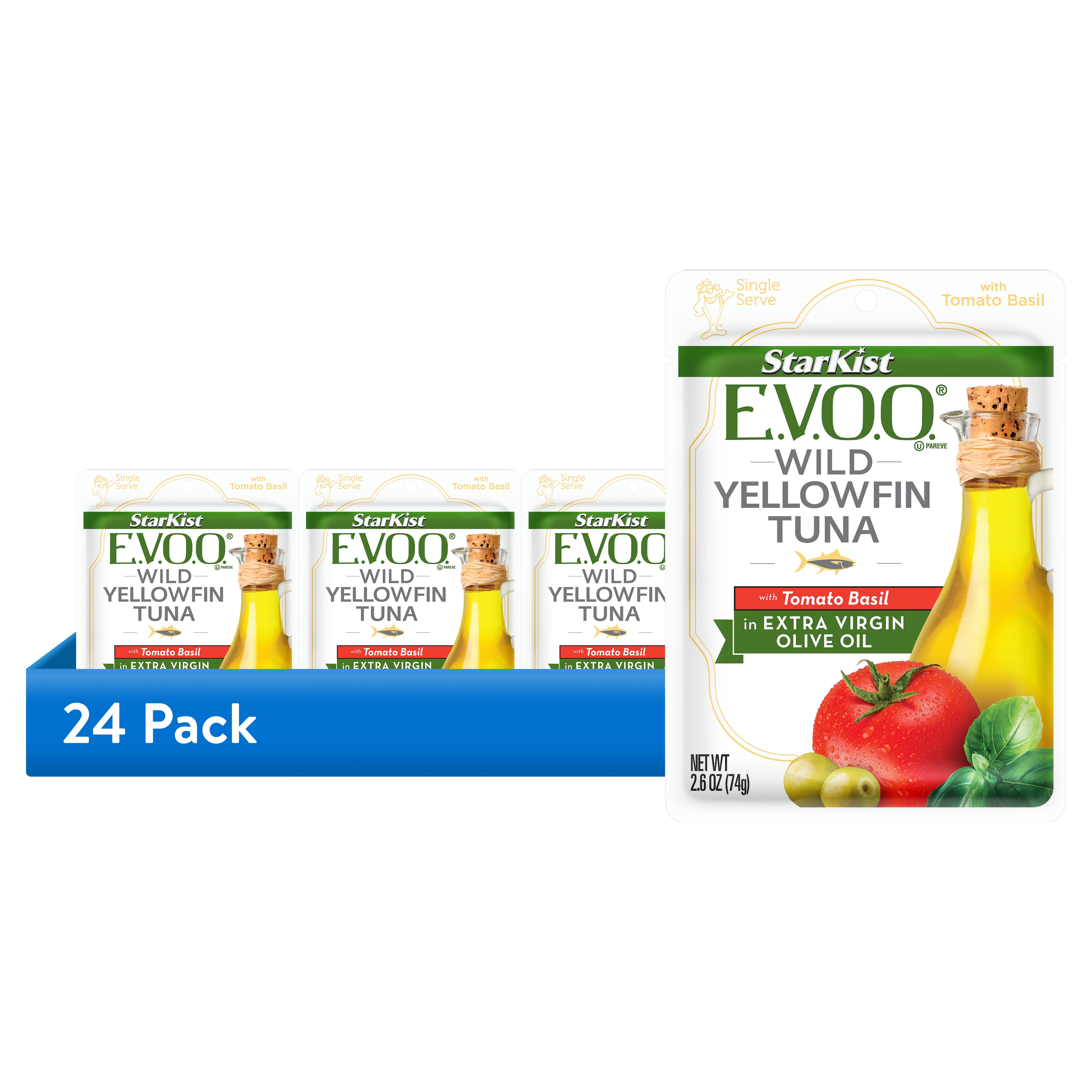 (24 pack) StarKist EVOO Wild Yellowfin Tuna with Tomato Basil, 2.6 oz Pouch