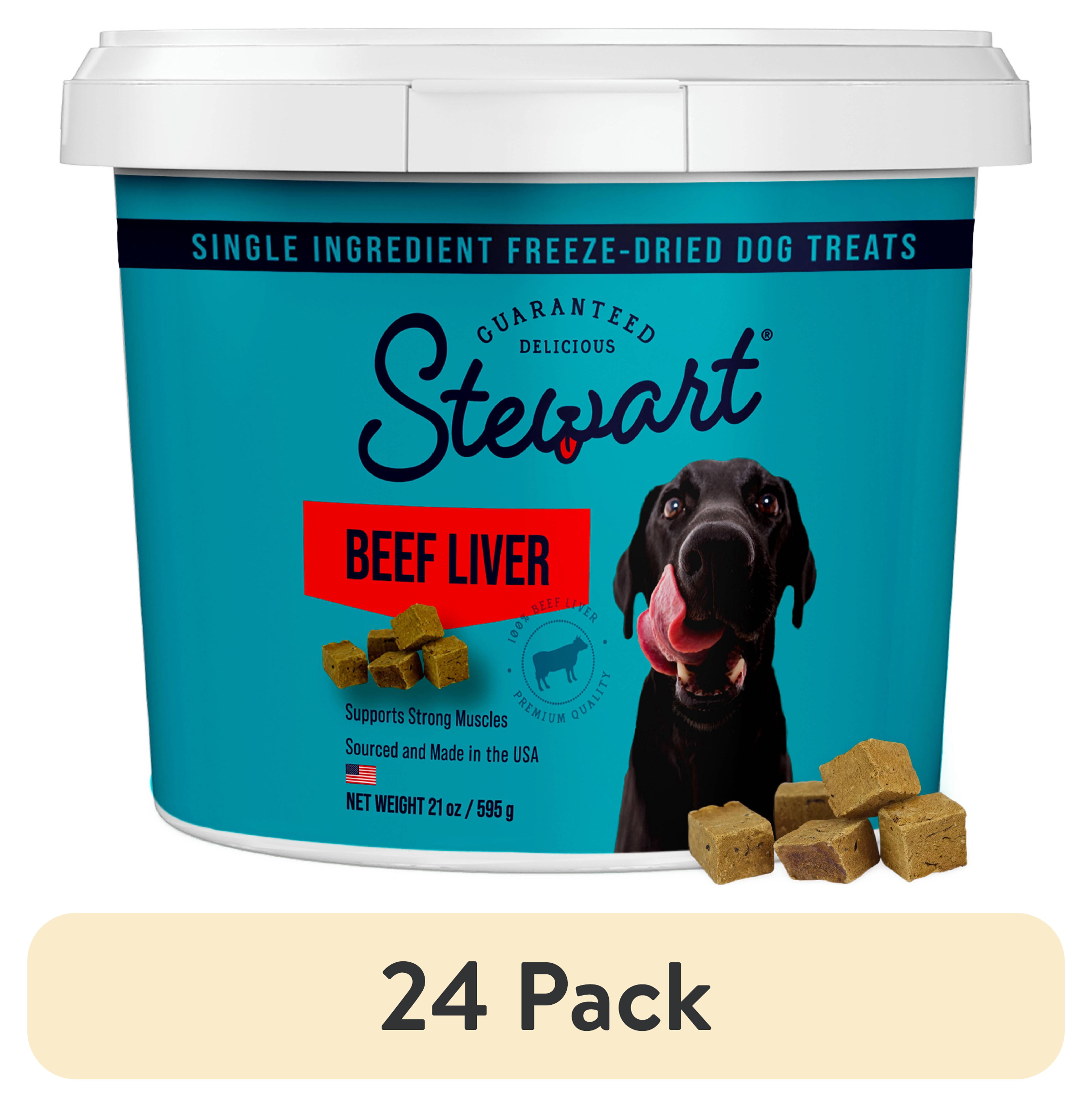(24 pack) Stewart Freeze Dried Raw Beef Liver Training Treats or Meal Topper for Dogs, 21 oz Tub