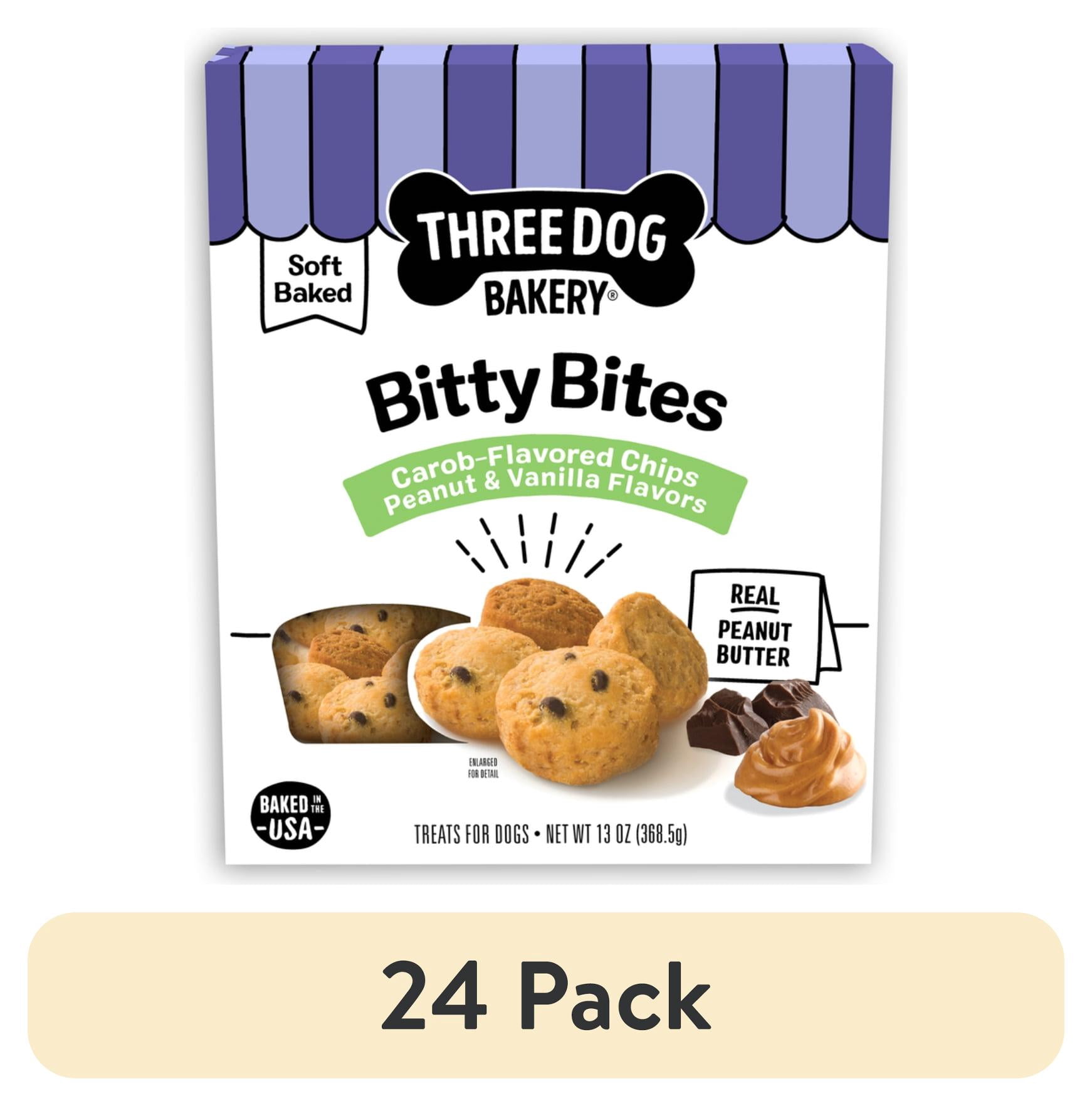 (24 pack) Three Dog Bakery Bitty Bites Trio Soft Baked Cookies for Dogs, 13oz