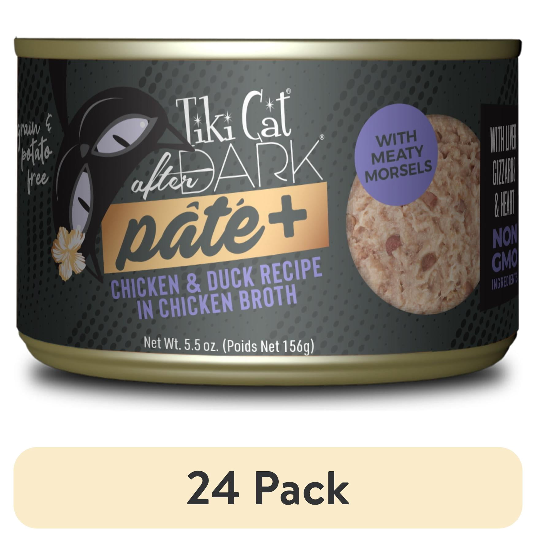 (24 pack) Tiki Cat After Dark Pate+ Wet Cat Food, Chicken & Duck, 5.5 oz. Can