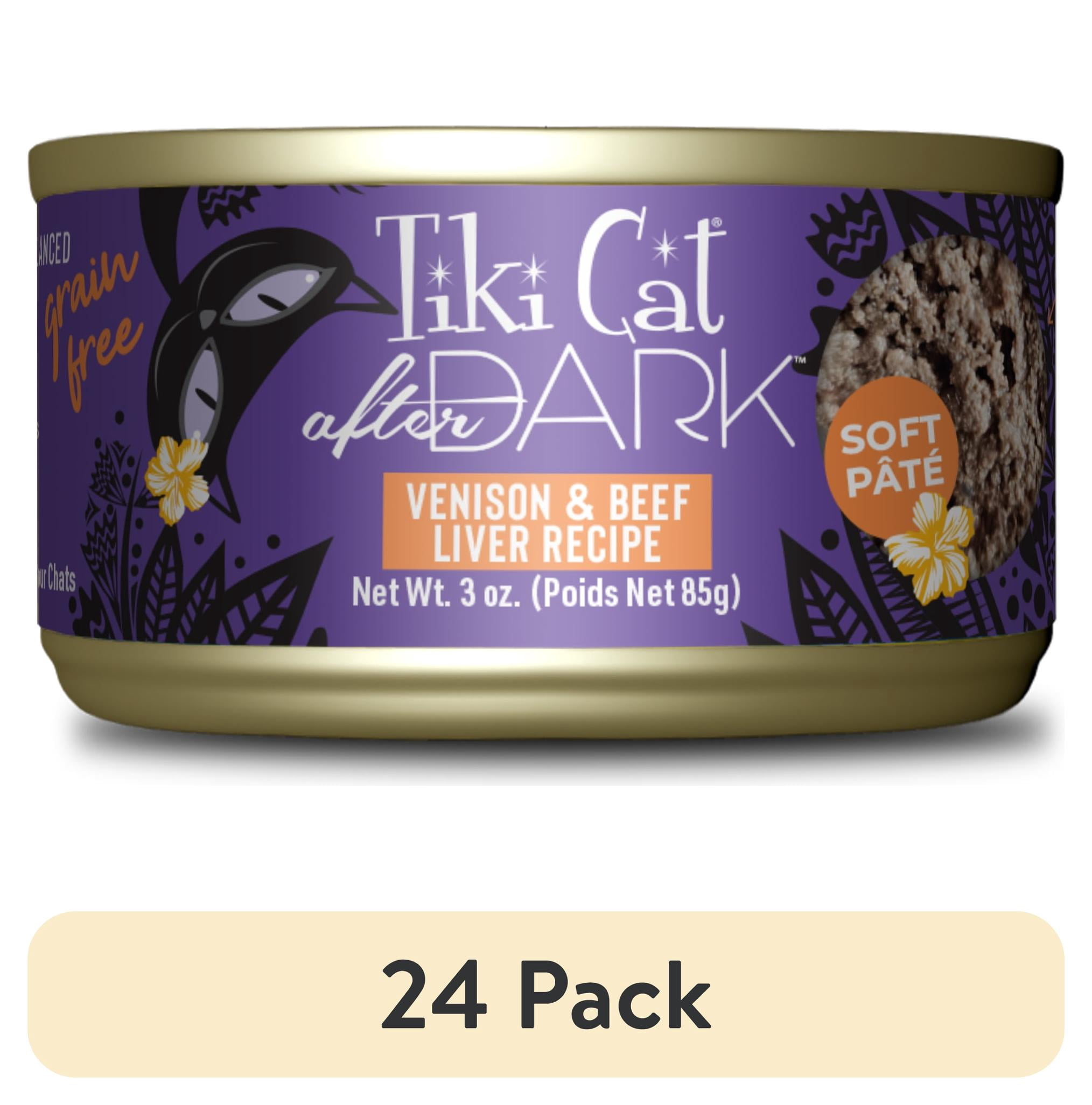(24 pack) Tiki Cat After Dark Pate Wet Cat Food, Wild Venison & Beef Liver, 3 oz. Can