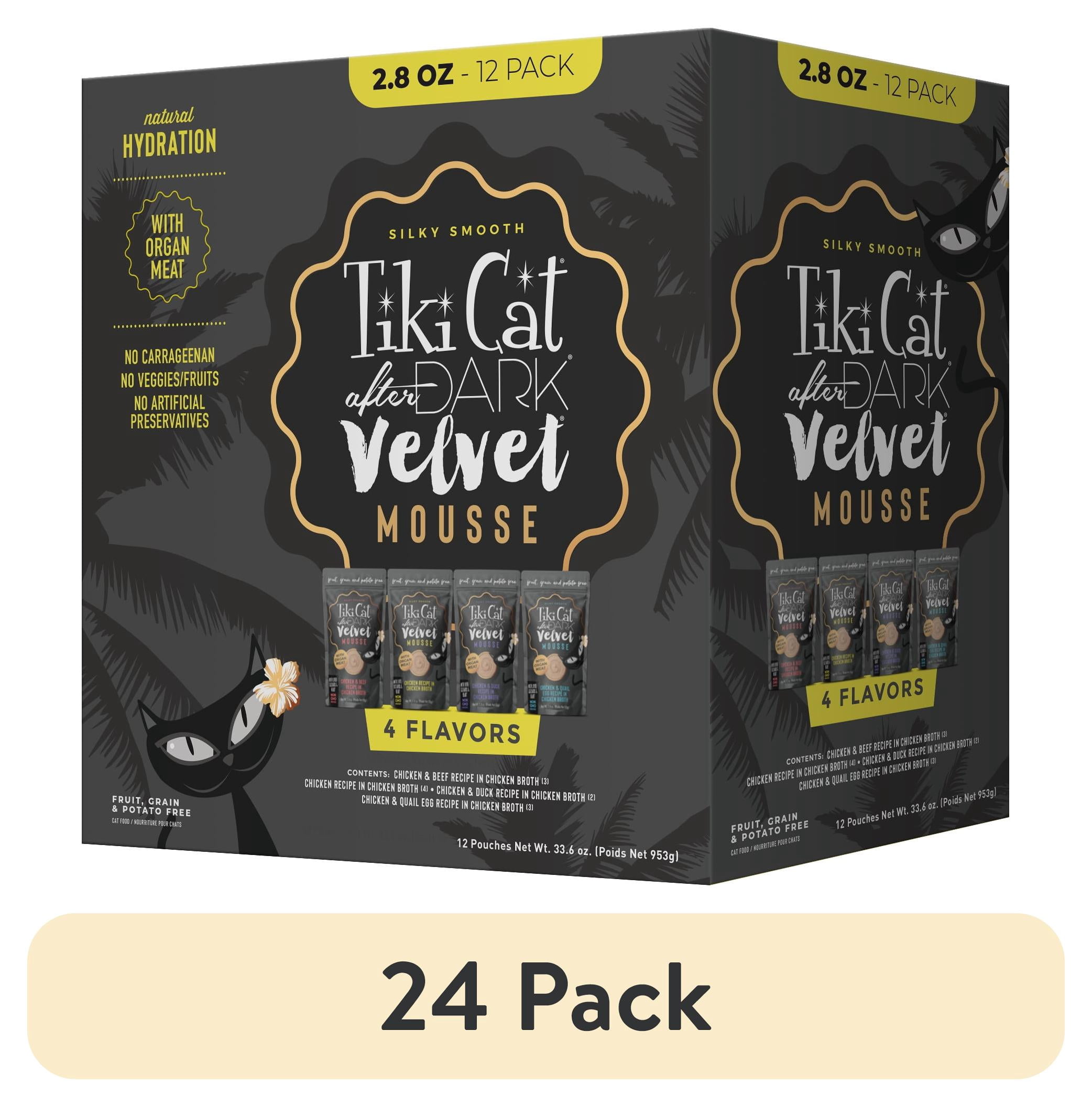 (24 pack) Tiki Cat After Dark Velvet Mousse Wet Cat Food, Variety Pack, 2.8 oz. Pouch (12 Count)