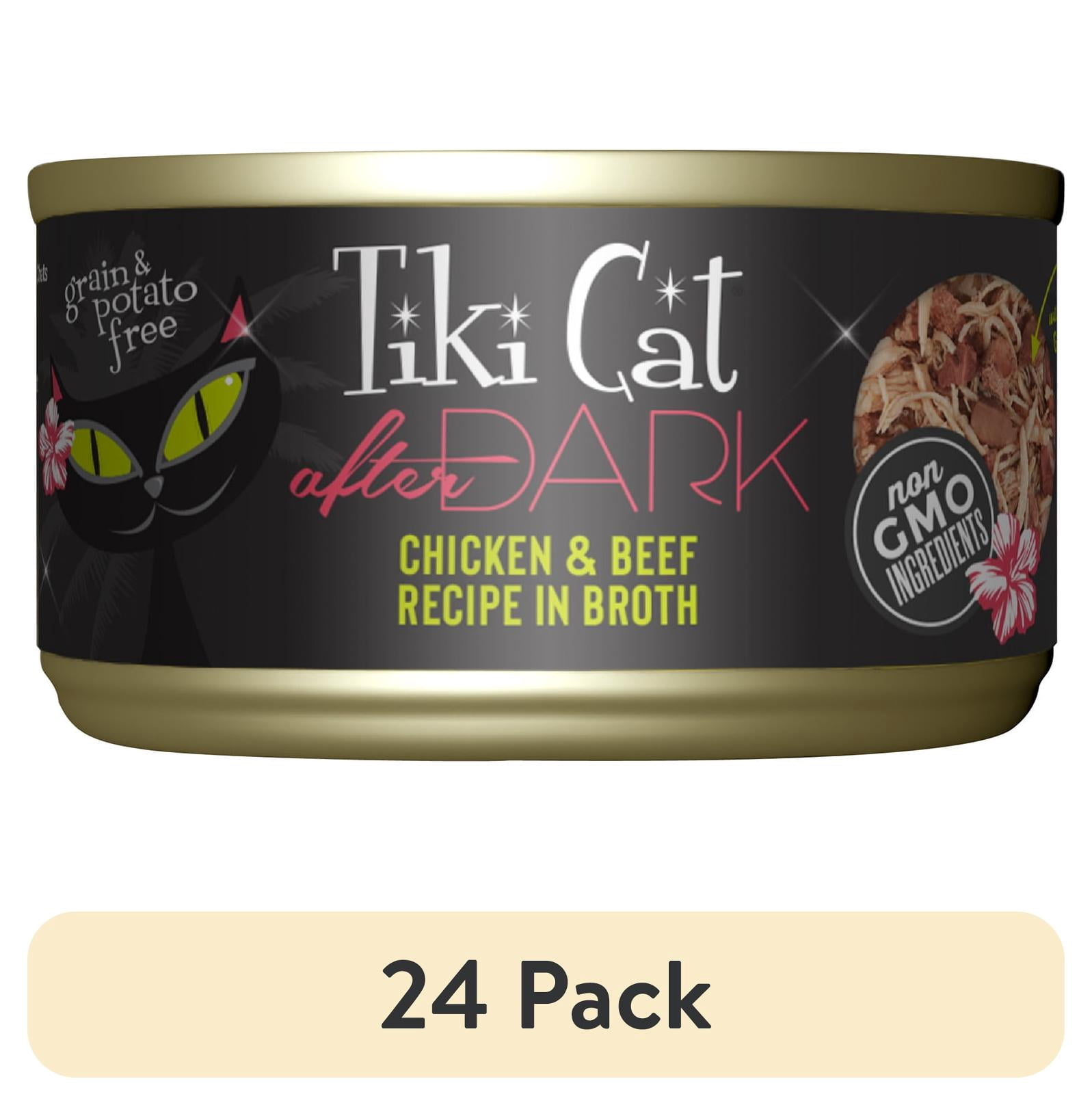 (24 pack) Tiki Cat After Dark Whole Foods Wet Cat Food, Chicken & Beef, 2.8 oz. Can