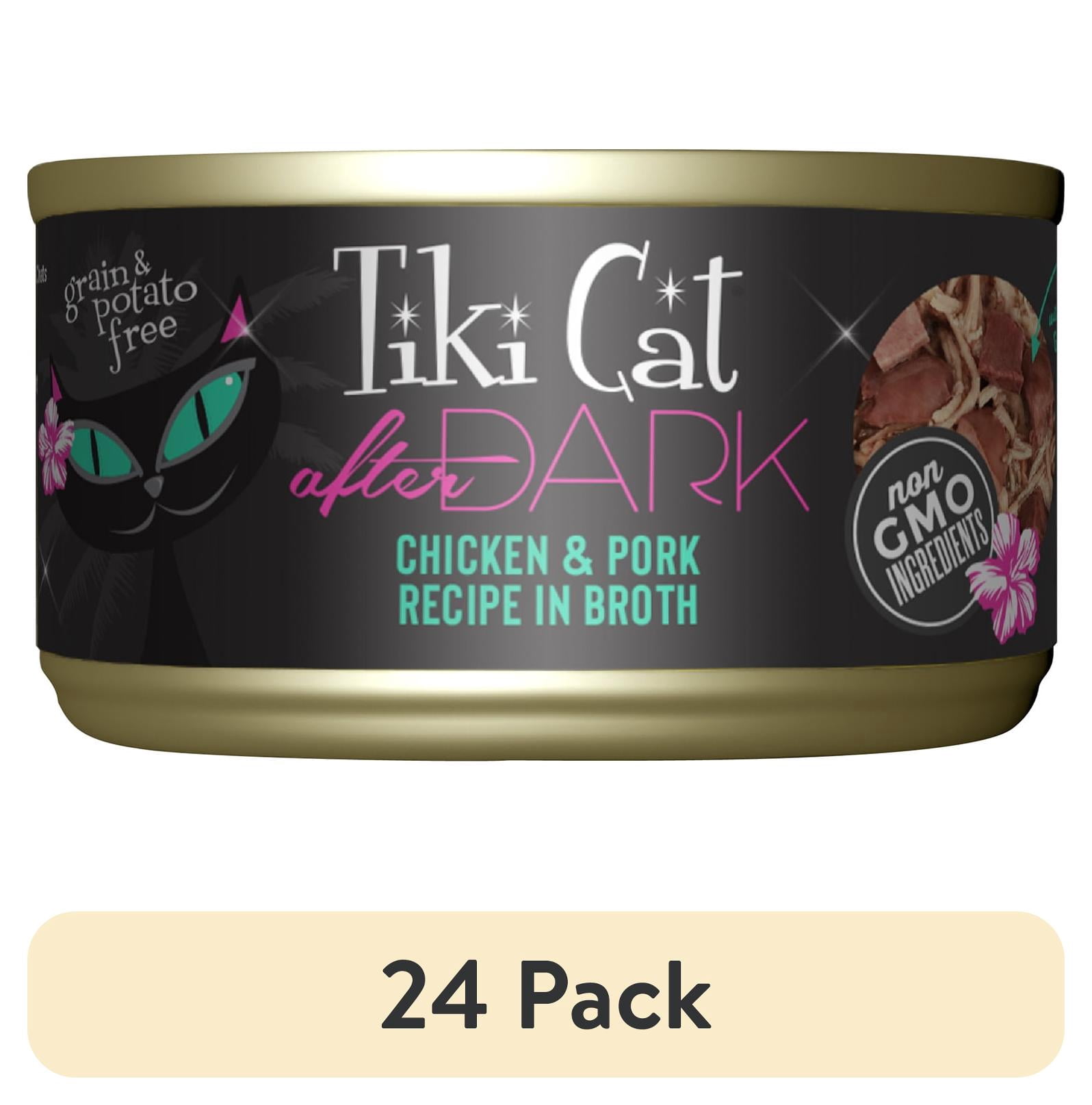 (24 pack) Tiki Cat After Dark Whole Foods Wet Cat Food, Chicken & Pork, 2.8 oz. Can