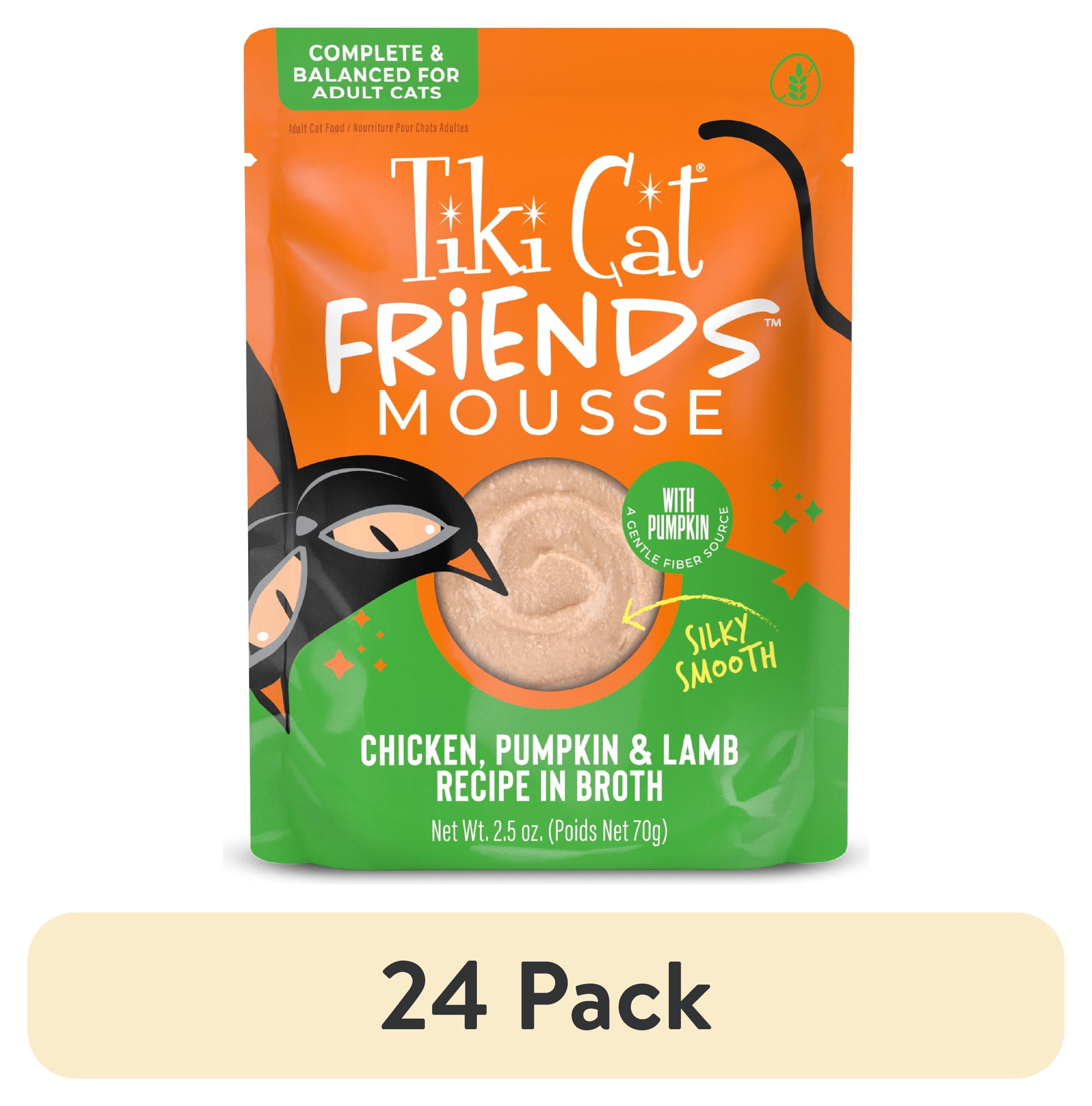 (24 pack) Tiki Cat Friends Mousse Chicken, Pumpkin & Lamb Recipe in Broth, 2.5 oz. Pouch