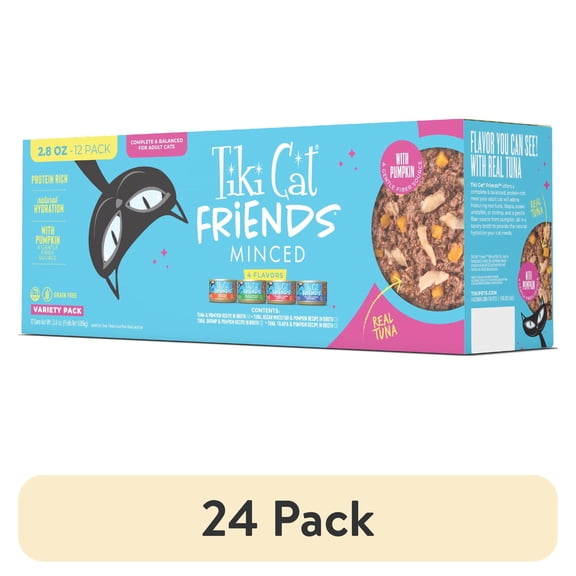 (24 pack) Tiki Cat Friends Tuna Variety Pack, 2.8 oz. Can (12 Count)