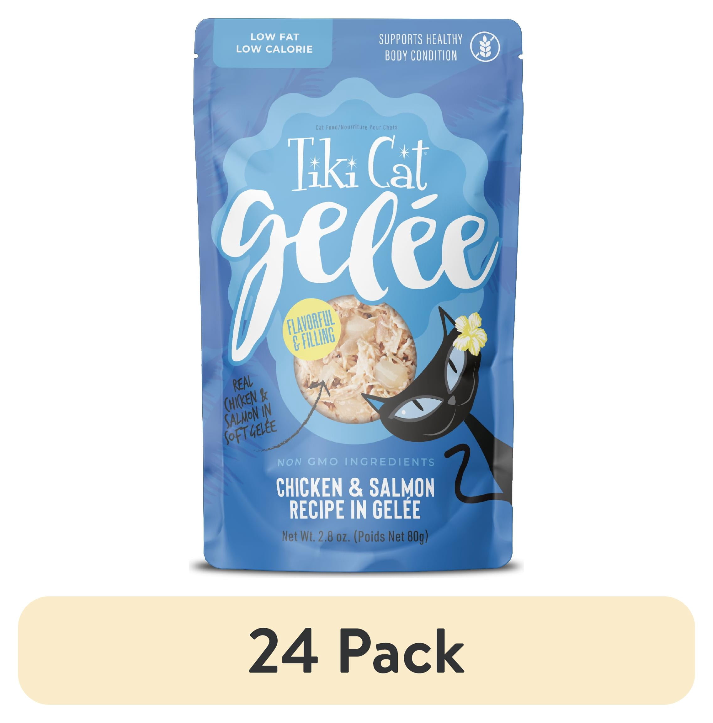 (24 pack) Tiki Cat Gelee Wet Cat Food, Chicken & Salmon 2.8 oz. Pouch