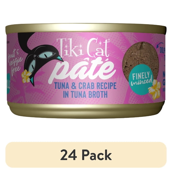 (24 pack) Tiki Cat Grill Pate Wet Cat Food Tuna & Crab 2.8 oz. Can
