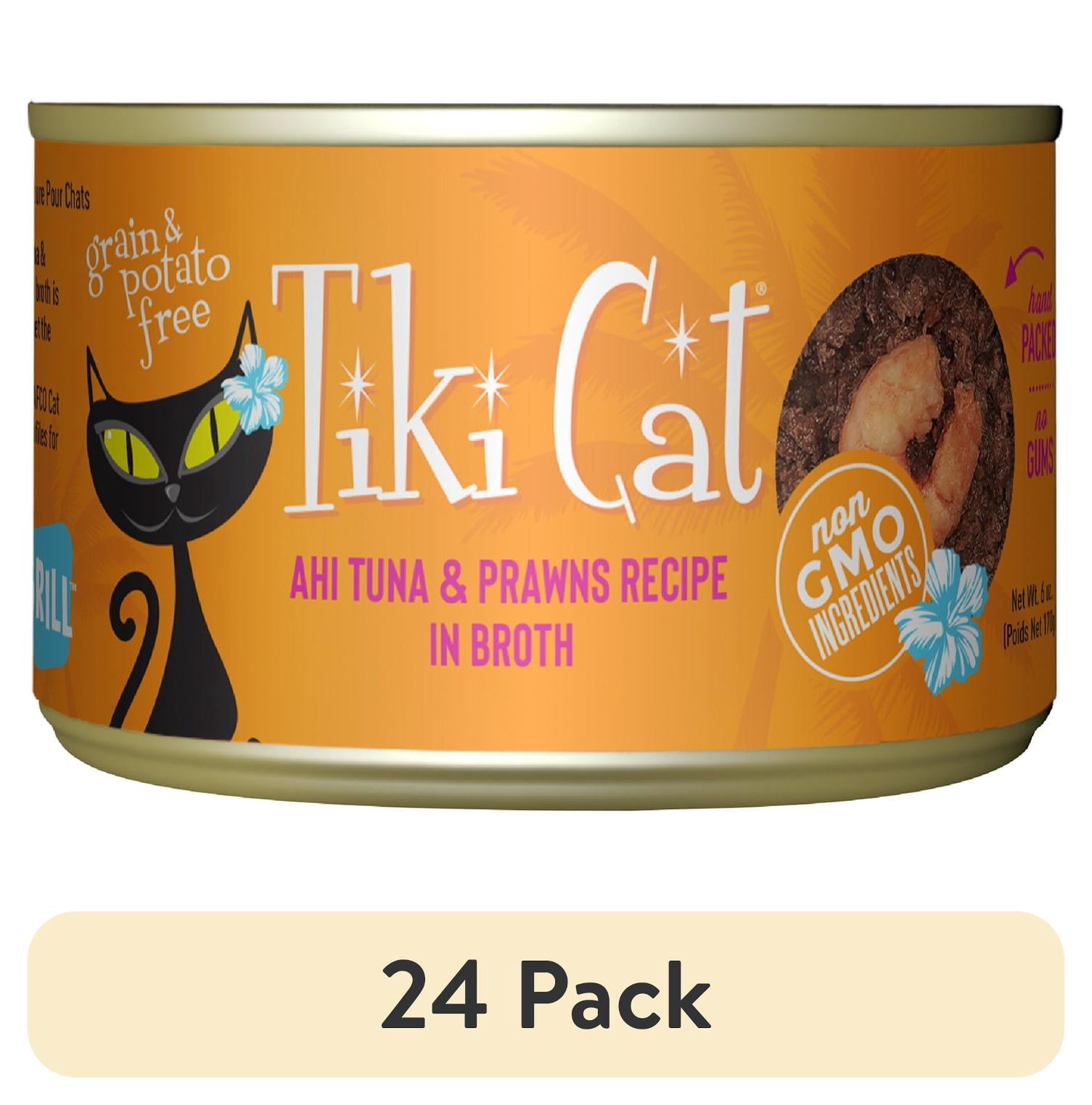 (24 pack) Tiki Cat Grill Wet Cat Food, Ahi Tuna, & Prawns, 6 oz. Can