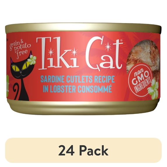 (24 pack) Tiki Cat Grill Wet Cat Food, Sardine Cutlets in Lobster Consomme, 2.8 oz. Can