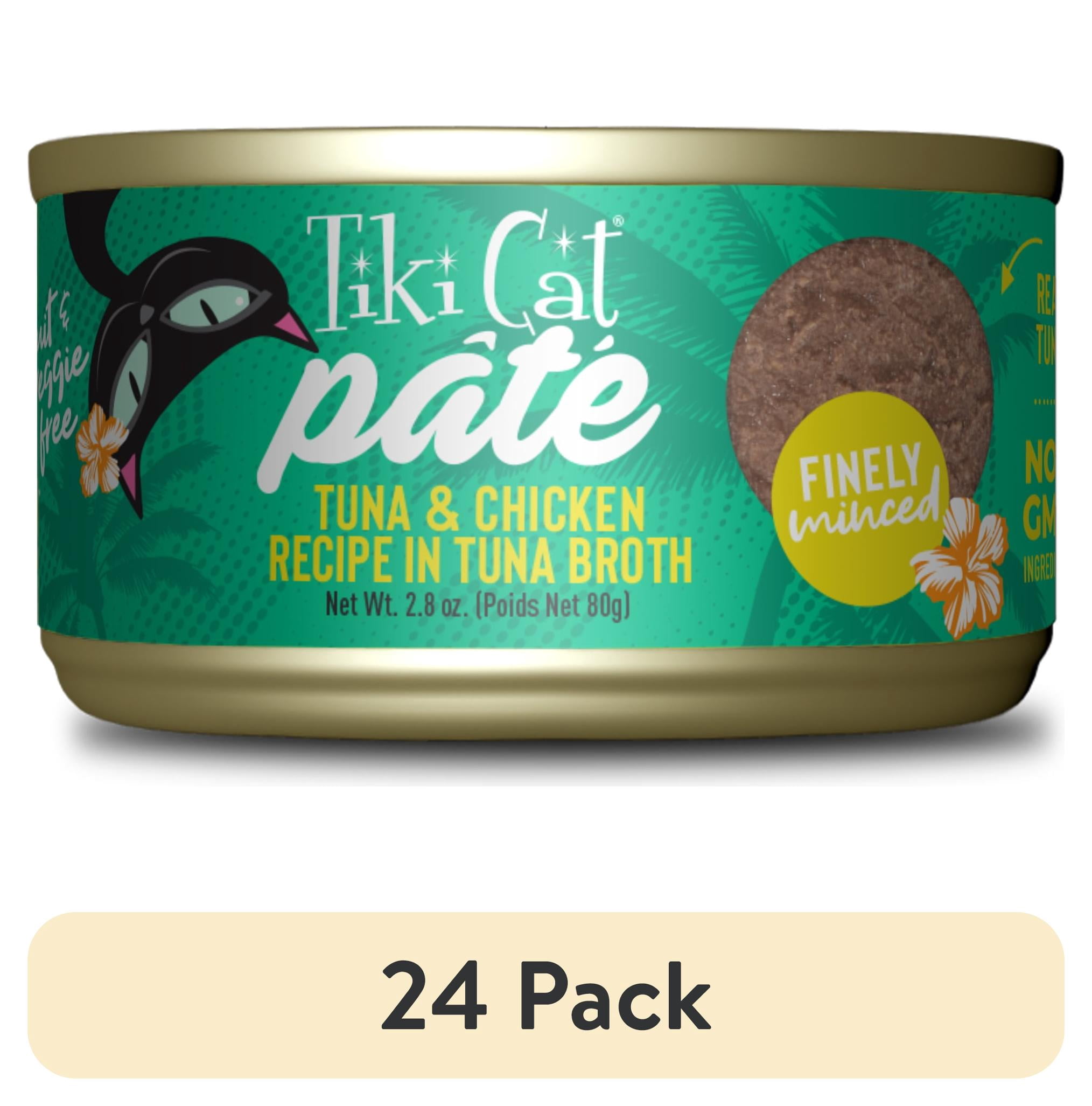 (24 pack) Tiki Cat Luau Pate Wet Cat Food, Tuna & Chicken, 2.8 oz. Can