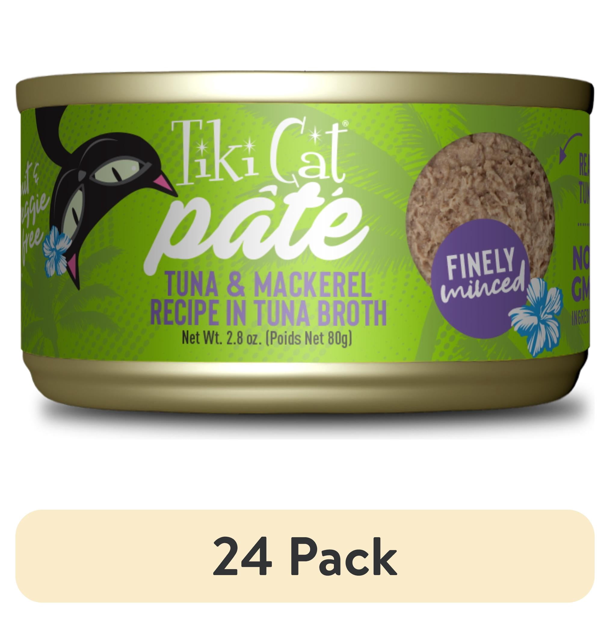 (24 pack) Tiki Cat Luau Pate Wet Cat Food, Tuna & Mackerel, 2.8 oz. Can