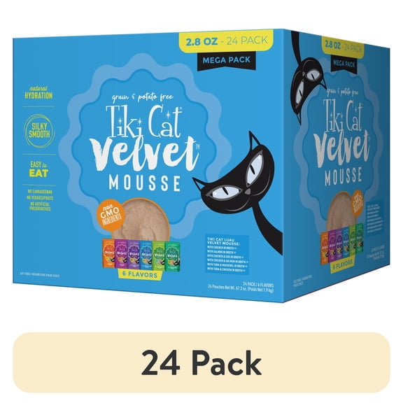 (24 pack) Tiki Cat Luau Velvet Mousse Wet Cat Food, 24 Count Mega Pack 2.8 oz. Pouch (24 Count)