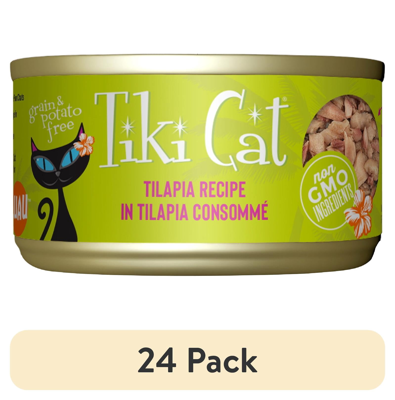 (24 pack) Tiki Cat Luau Wet Cat Food, Tilapia, 2.8 oz. Can