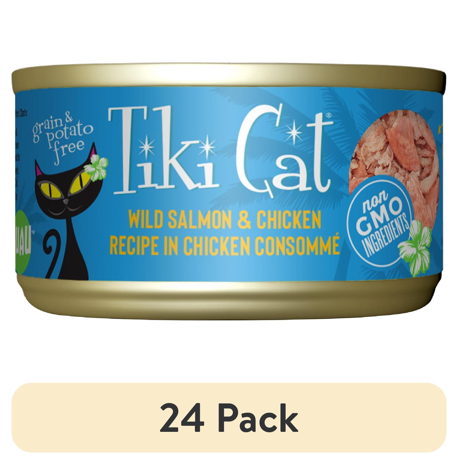 (24 pack) Tiki Cat Luau Wet Cat Food, Wild Salmon & Chicken, 2.8 oz. Can