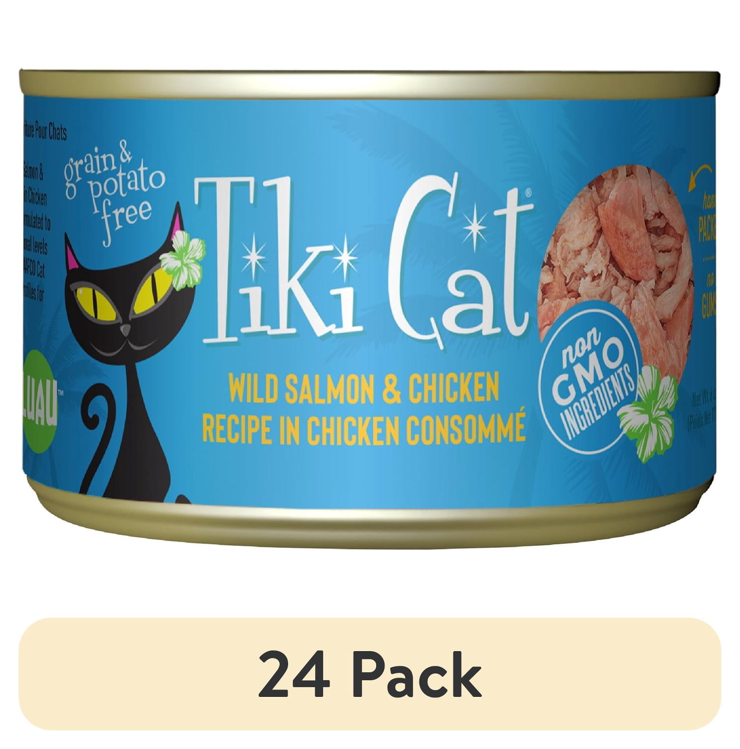 (24 pack) Tiki Cat Luau Wet Cat Food, Wild Salmon & Chicken, 6 oz. Can