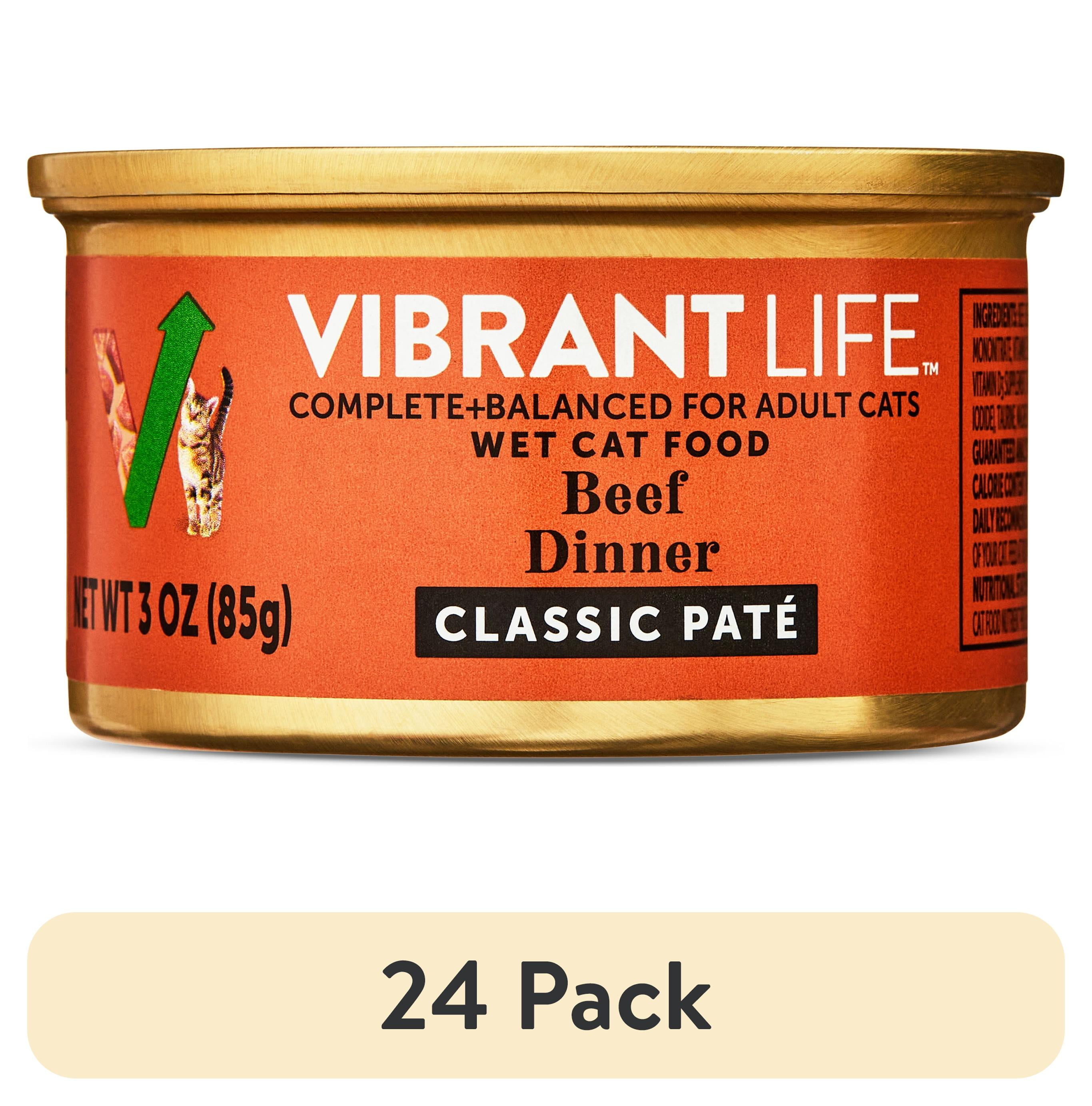 (24 pack) Vibrant Life Beef Dinner Classic Pate Wet Cat Food, Grain-Free, 3 oz Can