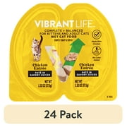 (24 pack) Vibrant Life Chicken Pate in Savory Juices Wet Cat Food, Grain-Free, 2.64 oz Split Tray