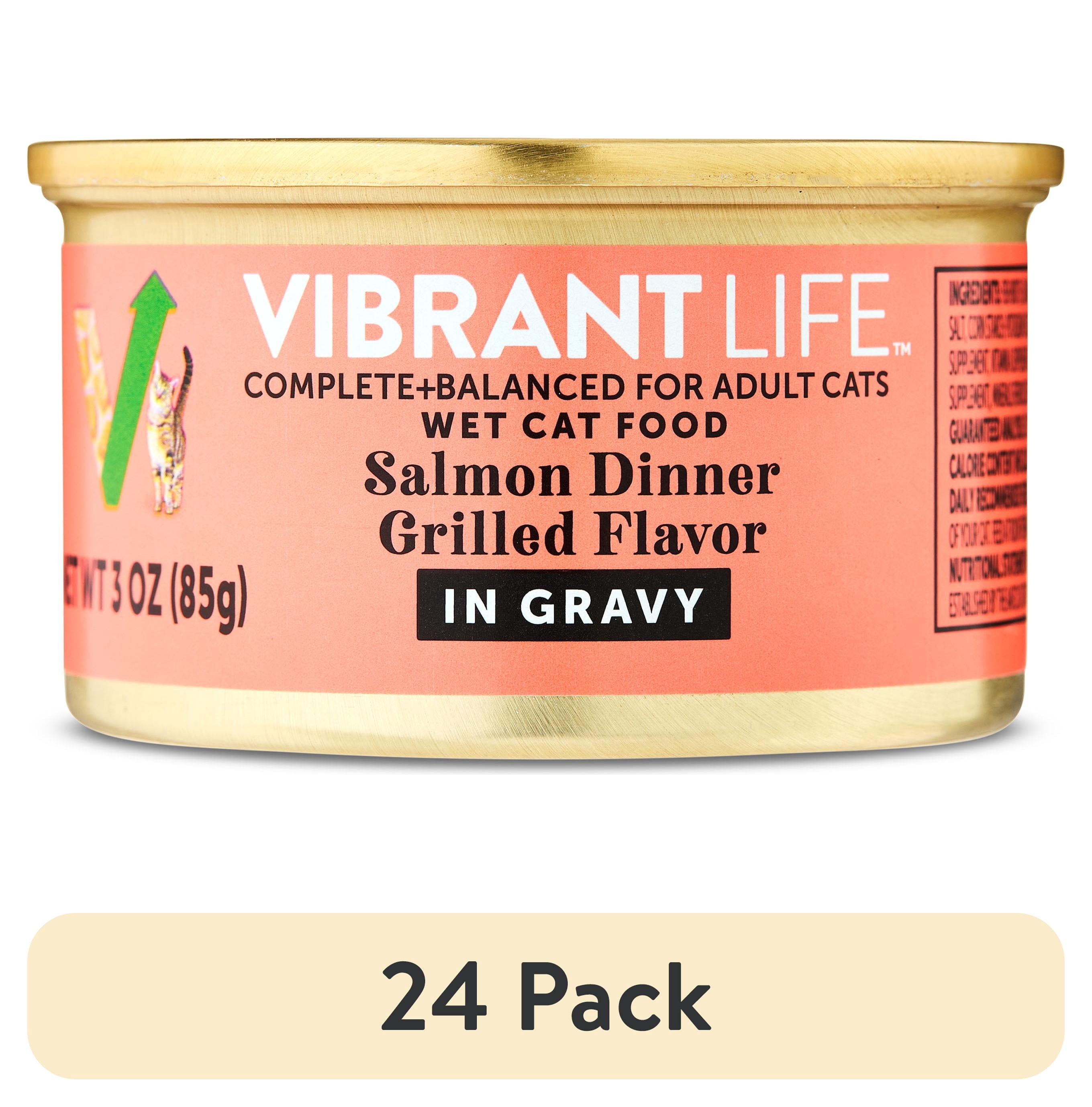 (24 pack) Vibrant Life Salmon Dinner Grilled Flavor in Gravy Wet Cat Food, 3 oz Can