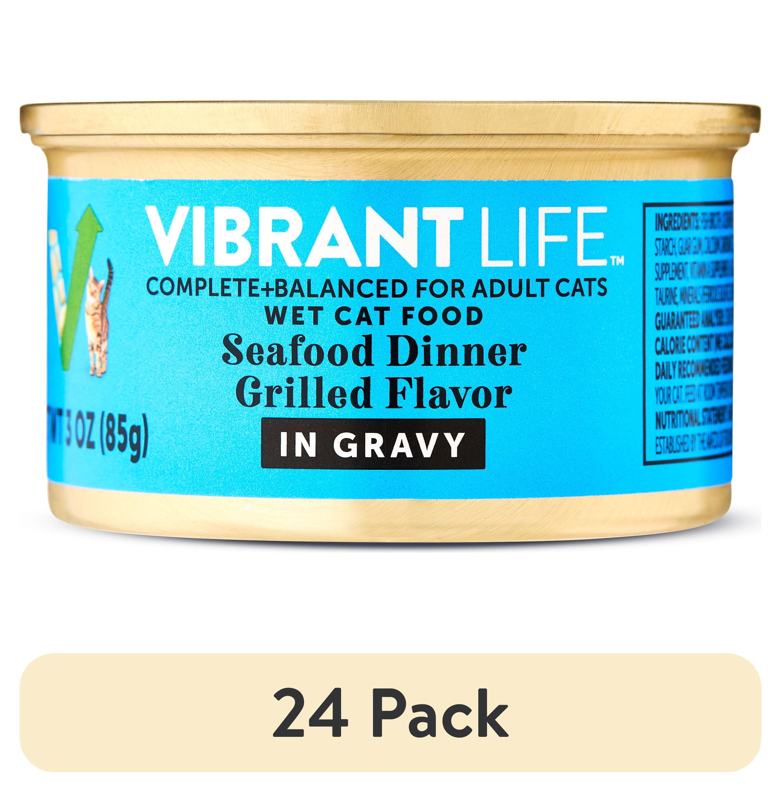 (24 pack) Vibrant Life Seafood Dinner Grilled Flavor in Gravy Wet Cat Food, 3 oz Can