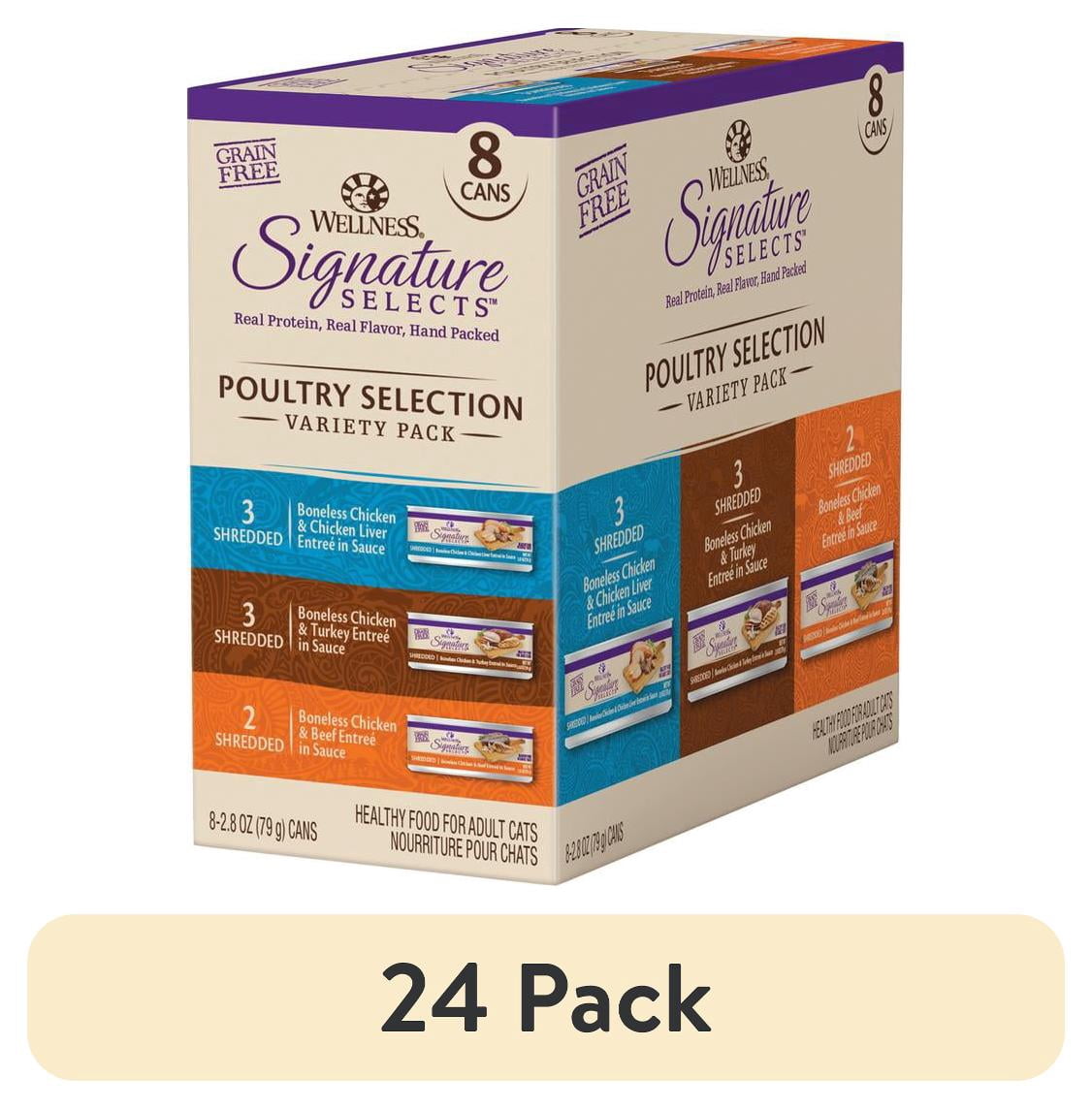 (24 pack) Wellness CORE Signature Selects Variety Pack Adult Canned Wet Cat Food, Natural, Protein Rich, Grain Free, Poultry Recipes, 2.8 oz, Pack of 8 Cans