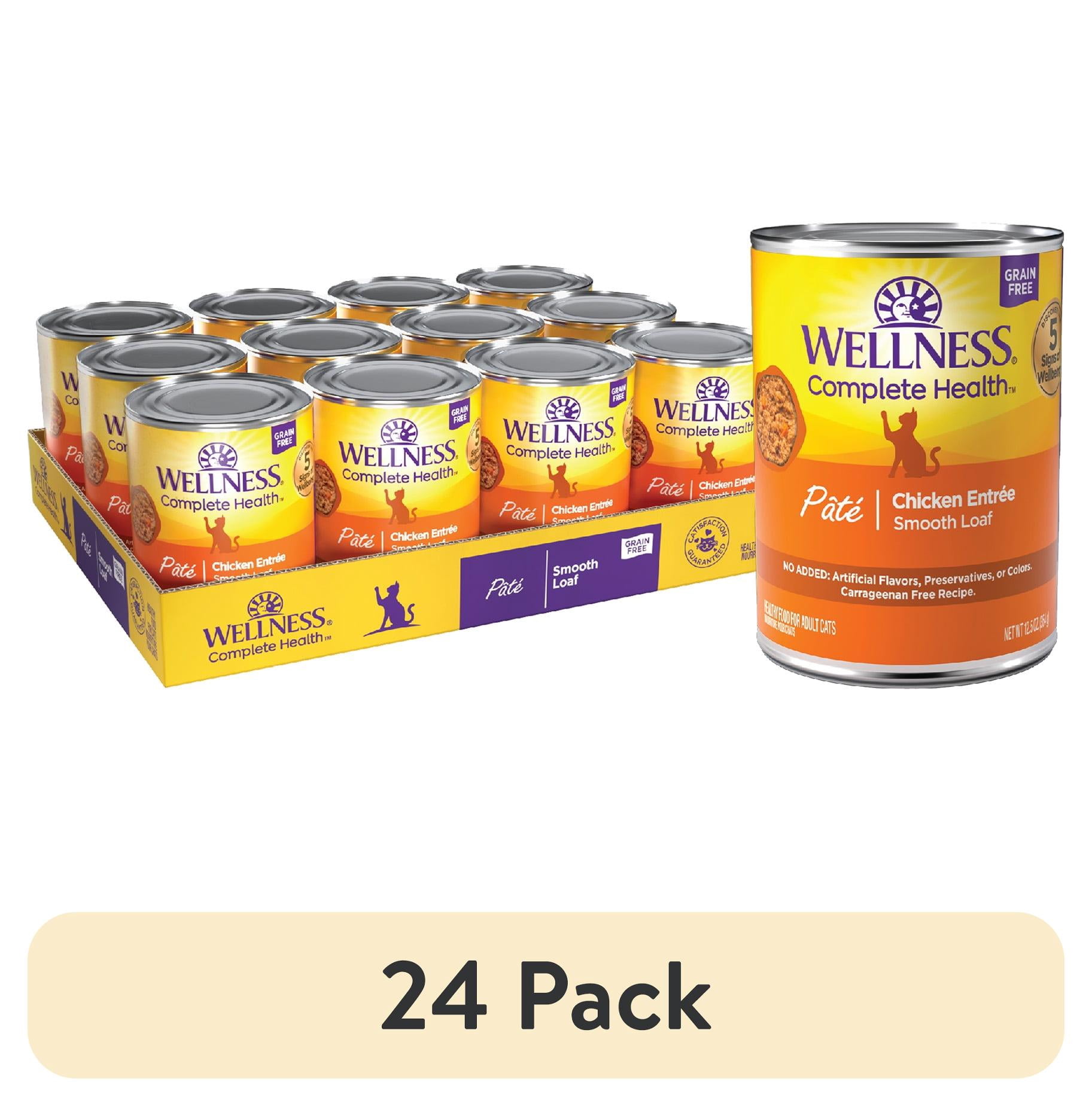 (24 pack) Wellness Complete Health Pate Adult Canned Wet Cat Food, Natural, Protein Rich, Grain Free, Chicken Entrée Recipe, 12.5 oz, Pack of 12 Cans