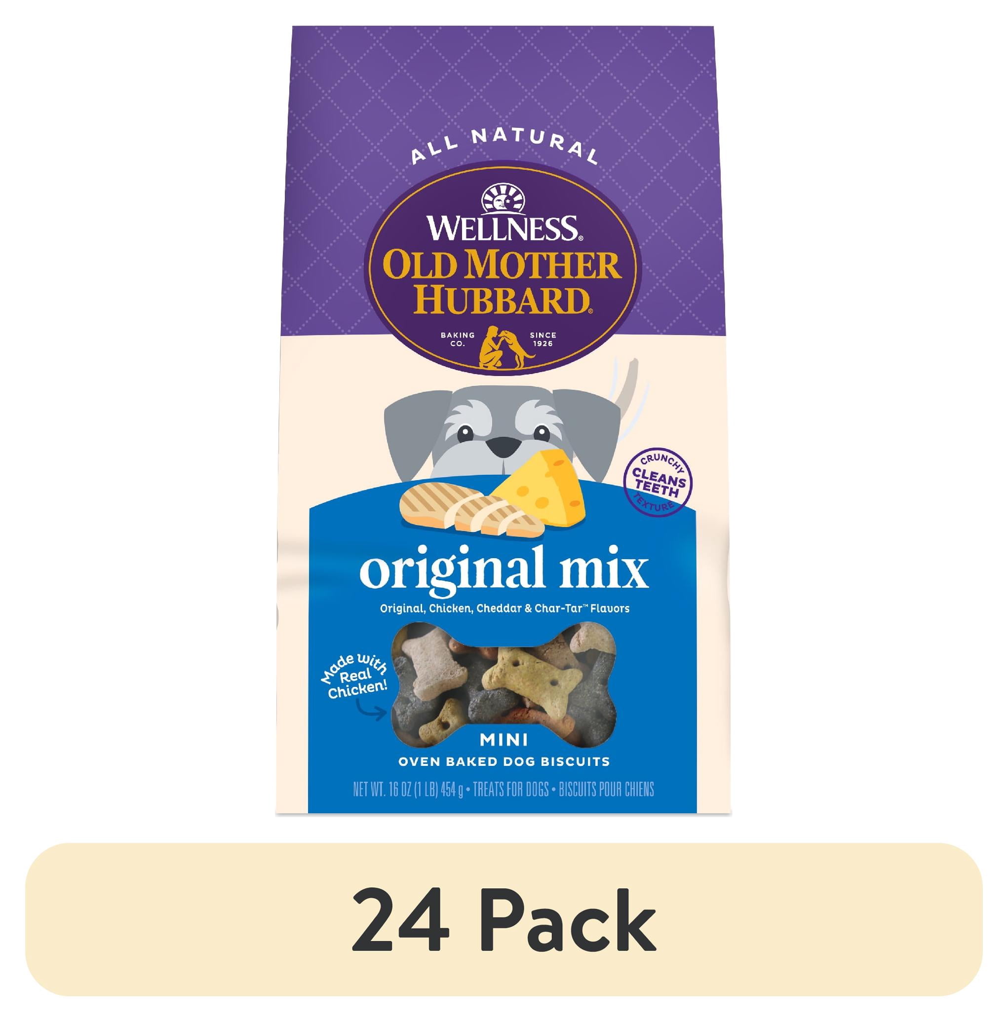 (24 pack) Wellness Old Mother Hubbard Classic Original Mix Biscuits Baked Dog Treats, Mini 16 Ounce Bag