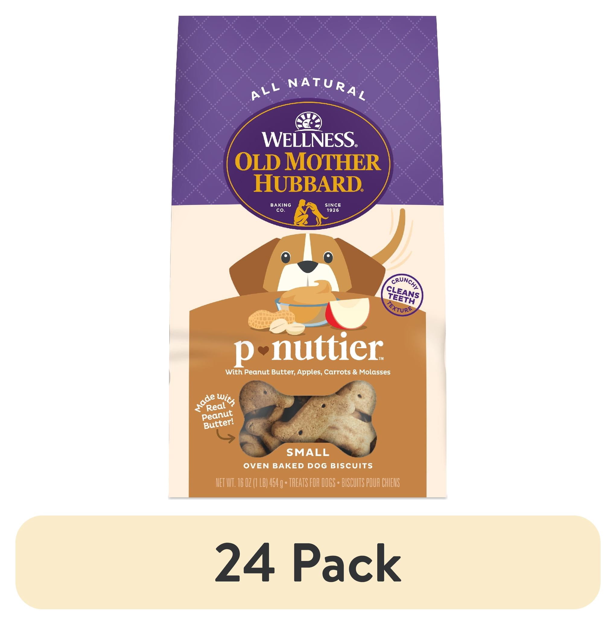 (24 pack) Wellness Old Mother Hubbard Classic P-Nuttier Biscuits Baked Dog Treats, Small, 16 Ounce Bag