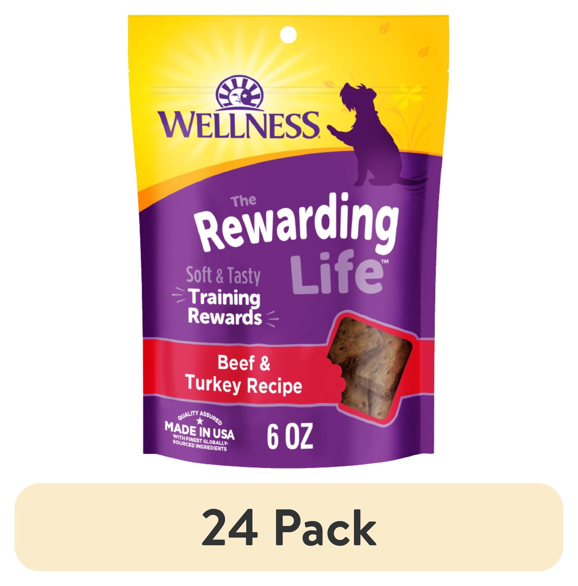 (24 pack) Wellness Rewarding Life Dog Treats, Natural, Training Treat, Grain Free, Soft Beef & Turkey (6 Ounce bag)