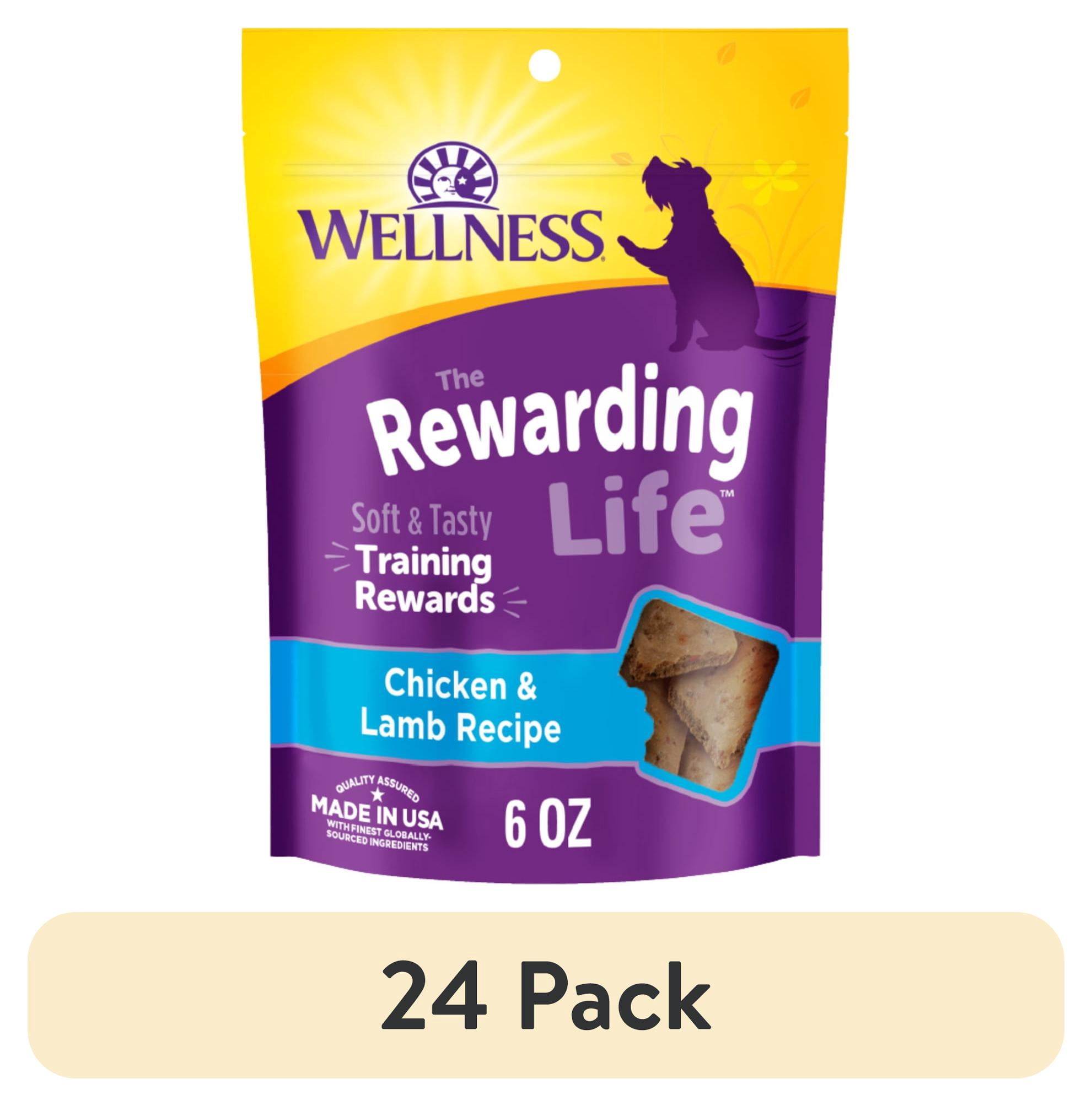 (24 pack) Wellness Rewarding Life Dog Treats, Natural, Training Treat, Grain Free, Soft Chicken & Lamb (6 Ounce bag)