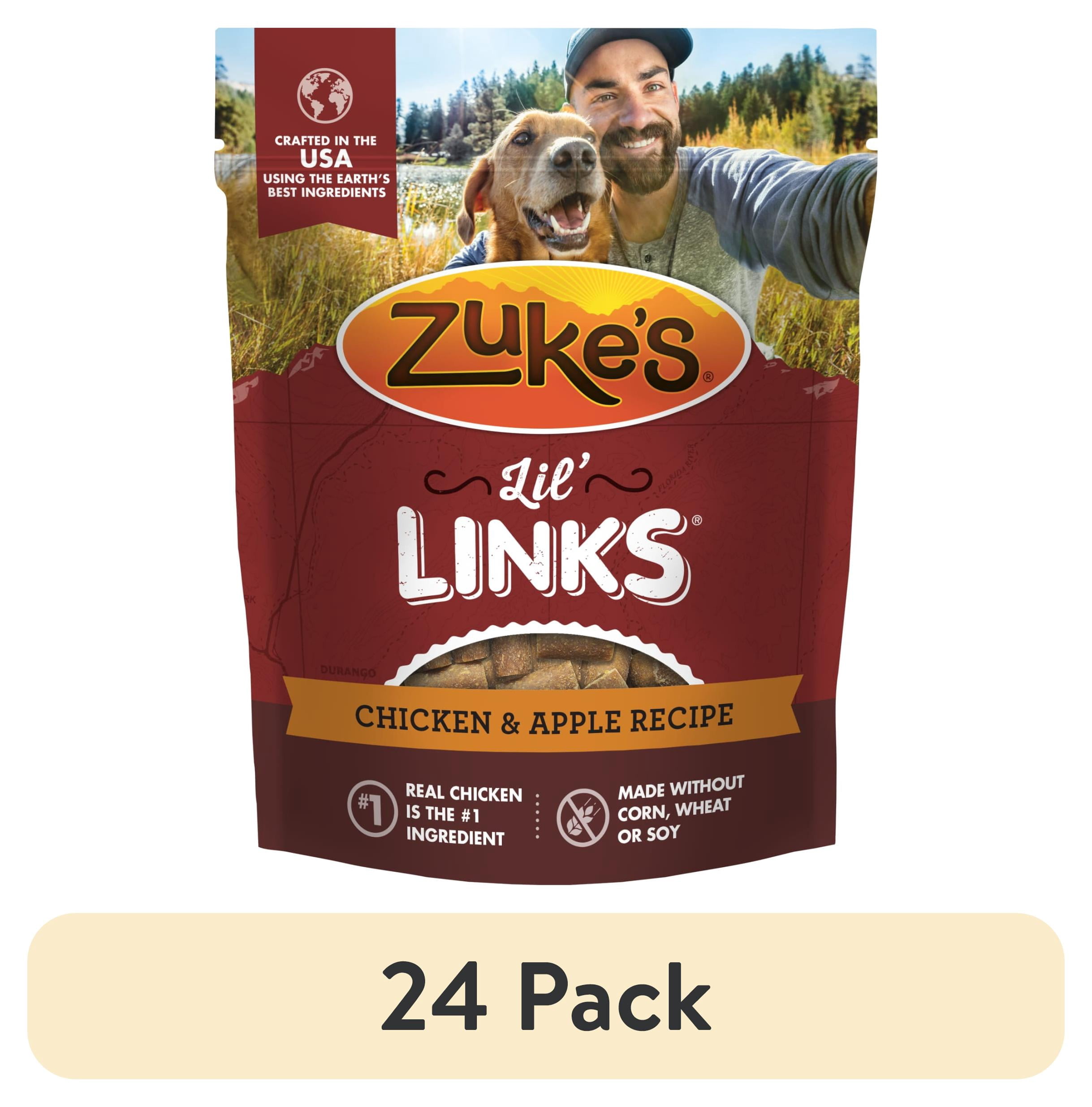 (24 pack) Zuke's Lil' Links Soft Dog Training Treats, Natural Chicken & Apple Recipe, Tender Chews, 6 oz Pouch